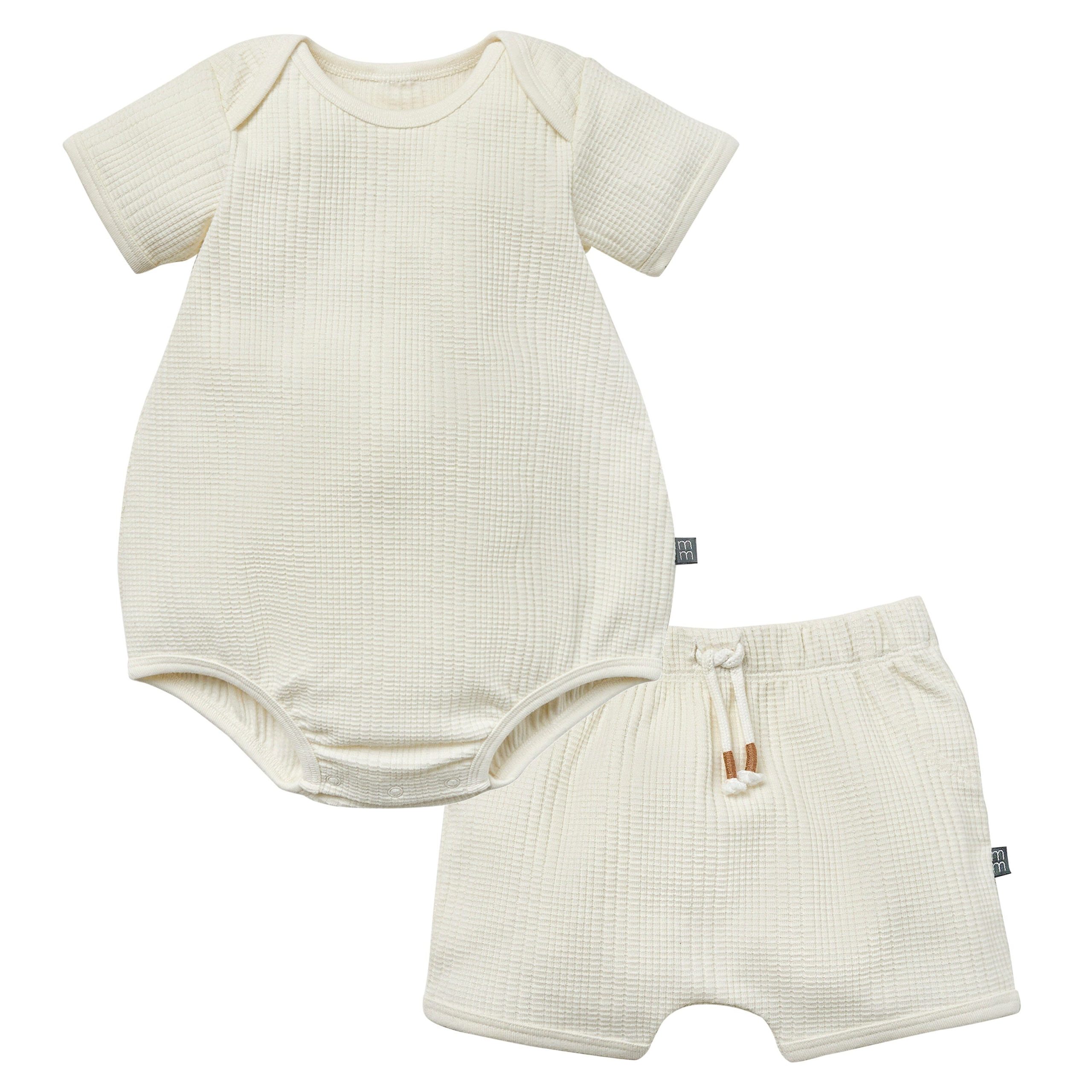2-Piece Baby Neutral Dumpling Romper & Harem Shorts Set