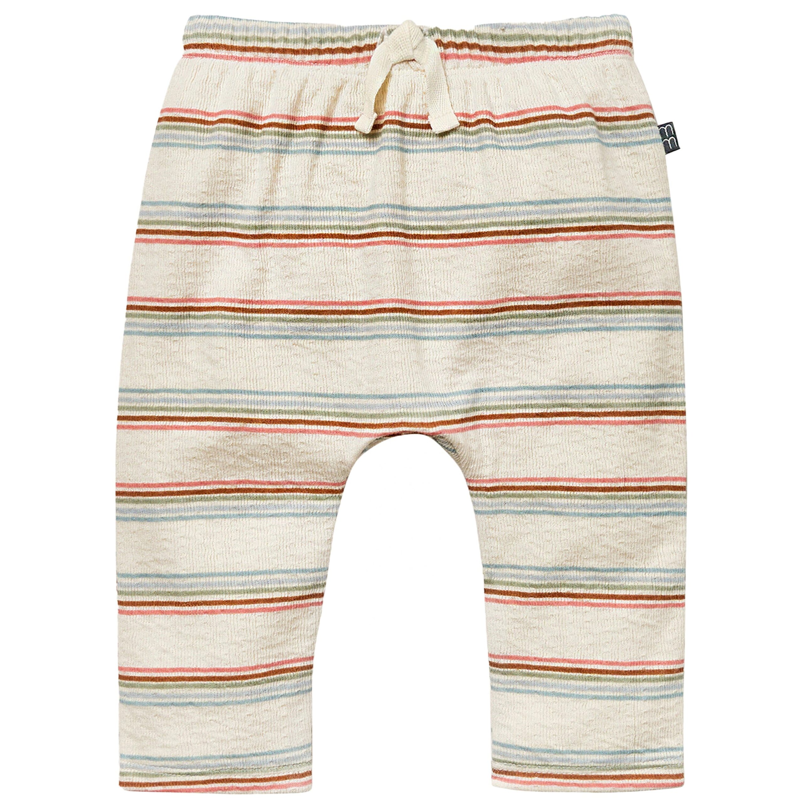 2-Pack Baby Boys Light Beige Stripe & Teal Harem Pants - Image 2