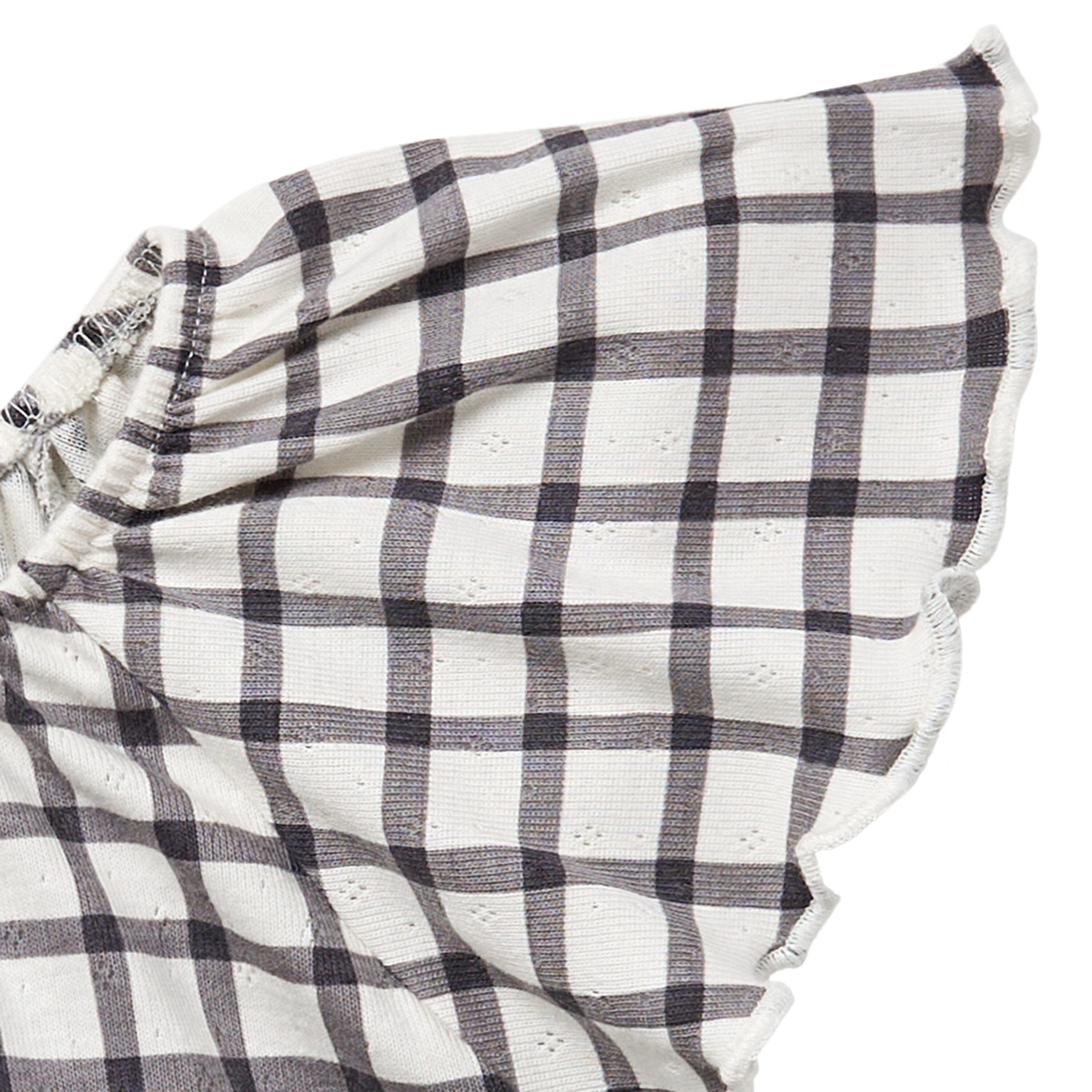 2-Piece Infant & Toddler Girls Dark Grey Plaid Ruffled Sleeve Top & Wide Leg Shorts Set - Image 4