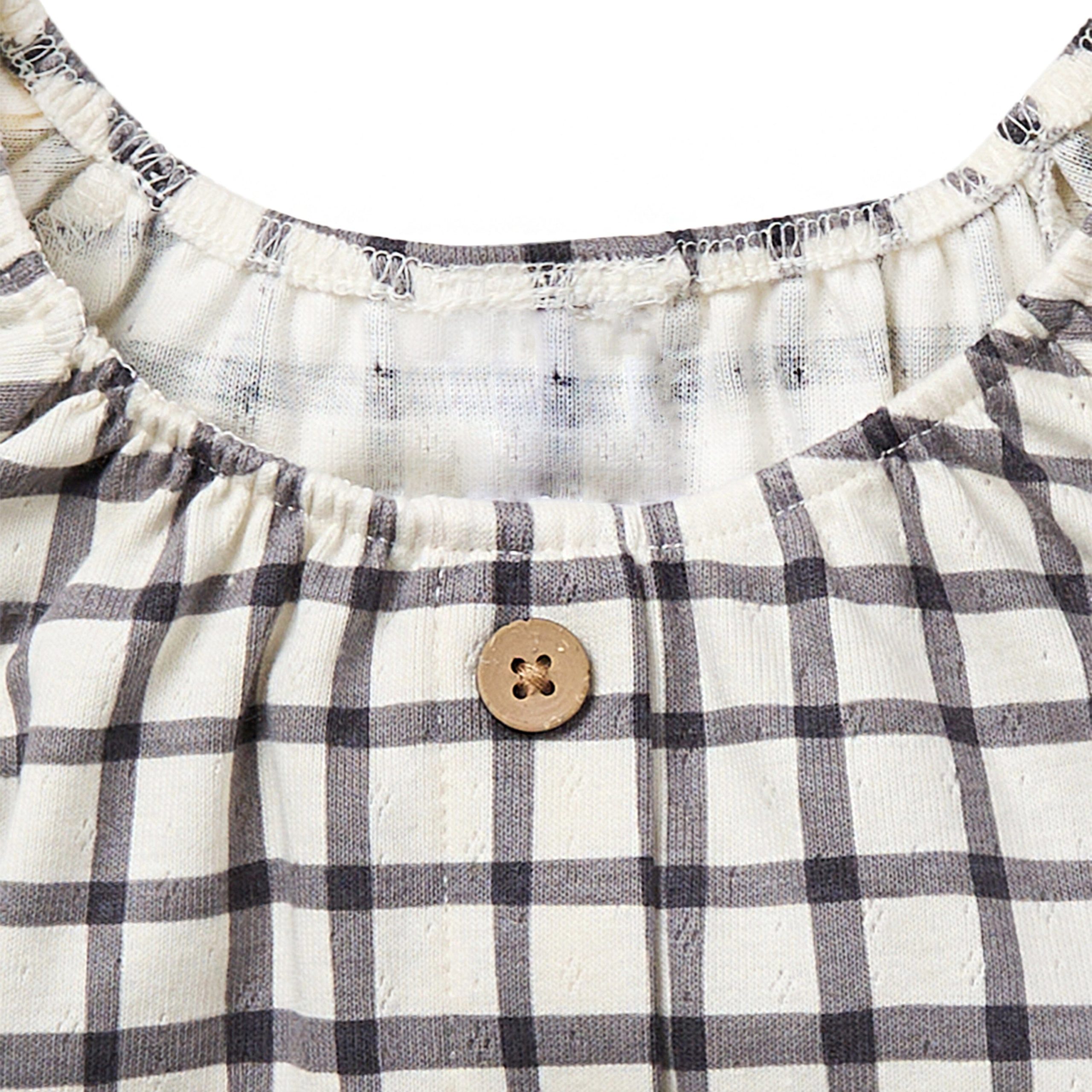 2-Piece Infant & Toddler Girls Dark Grey Plaid Ruffled Sleeve Top & Wide Leg Shorts Set - Image 5