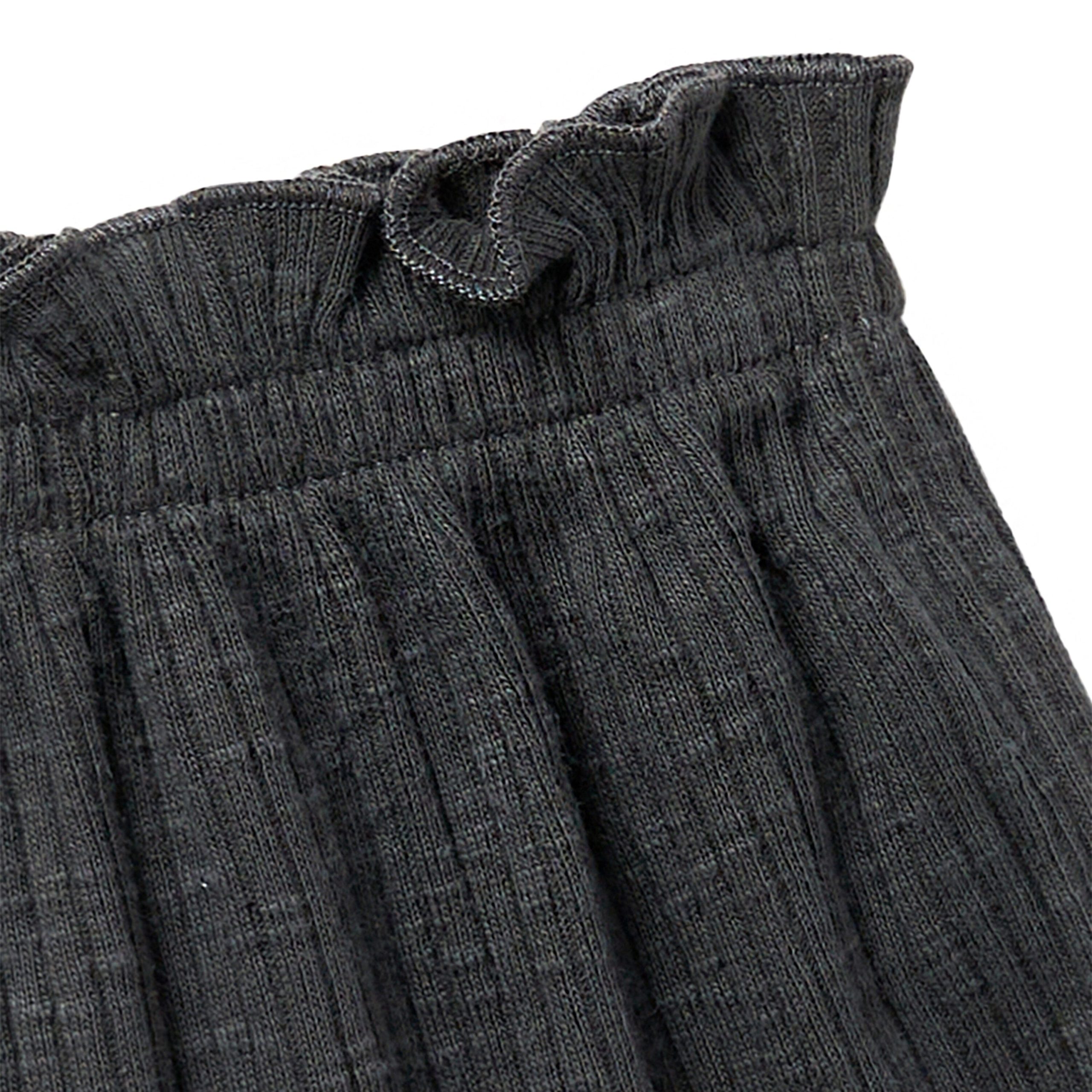 2-Piece Infant & Toddler Girls Dark Grey Plaid Ruffled Sleeve Top & Wide Leg Shorts Set - Image 10