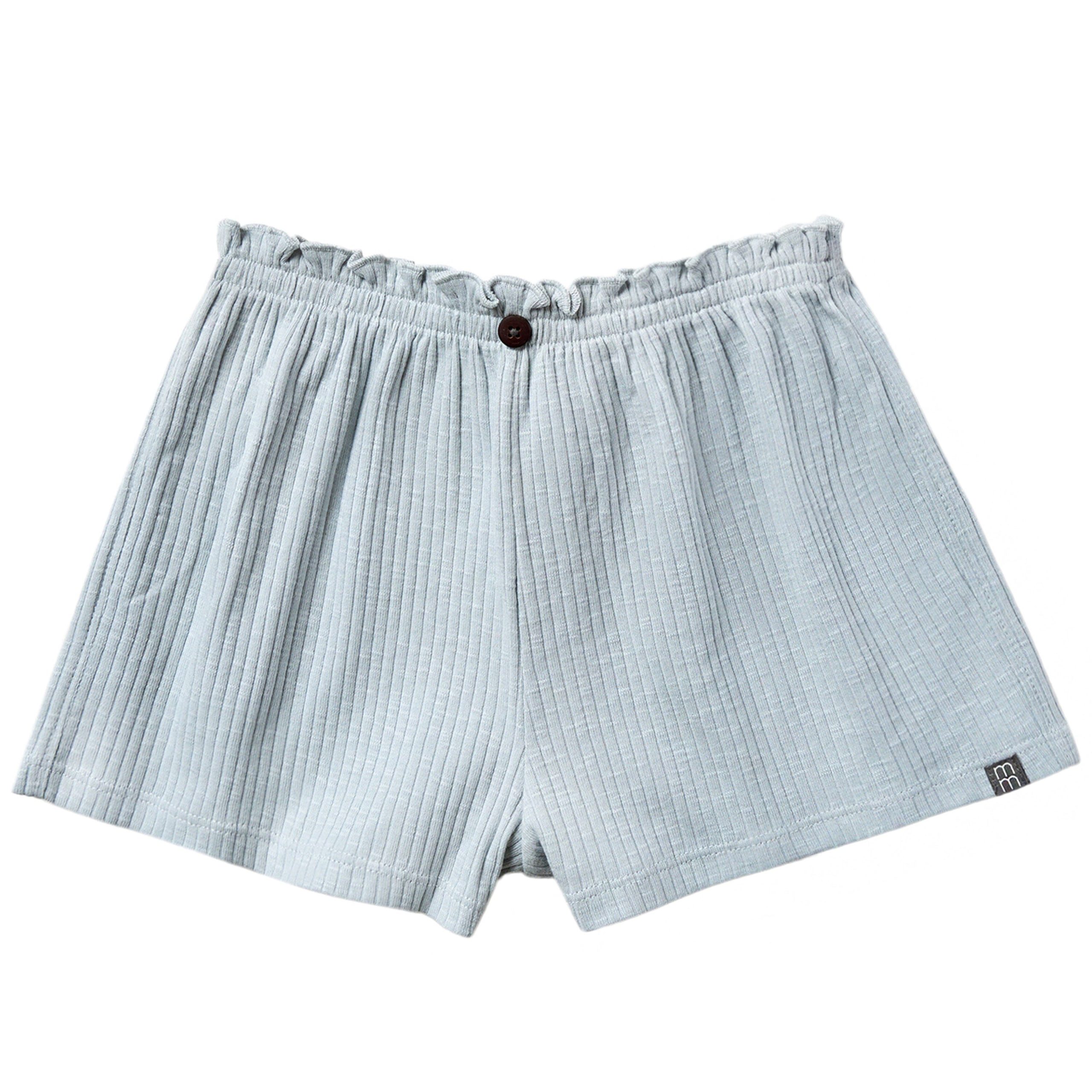 2-Piece Infant & Toddler Girls Light Blue Stripe Ruffled Sleeveless Top & Wide Leg Shorts Set - Image 6