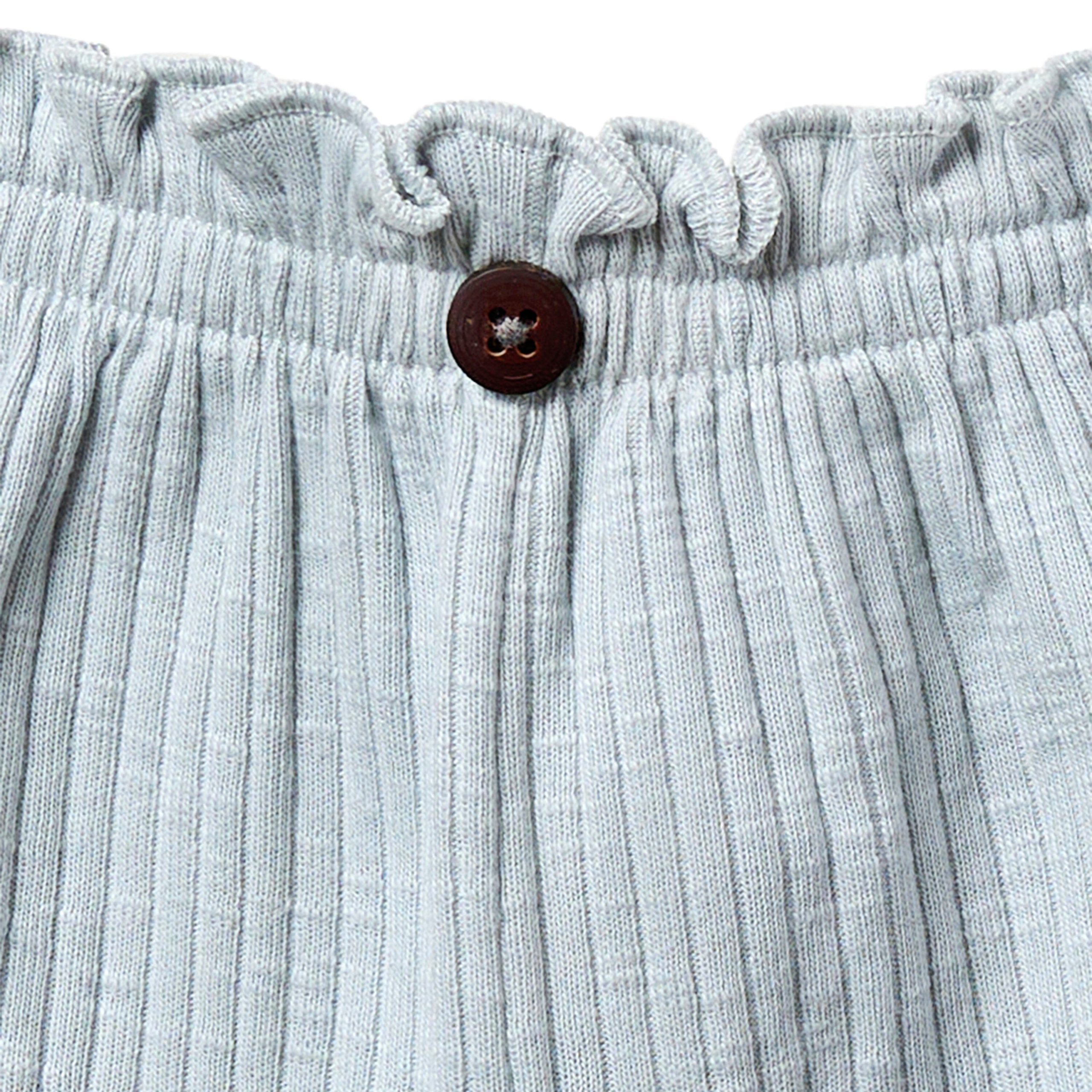 2-Piece Infant & Toddler Girls Light Blue Stripe Ruffled Sleeveless Top & Wide Leg Shorts Set - Image 7