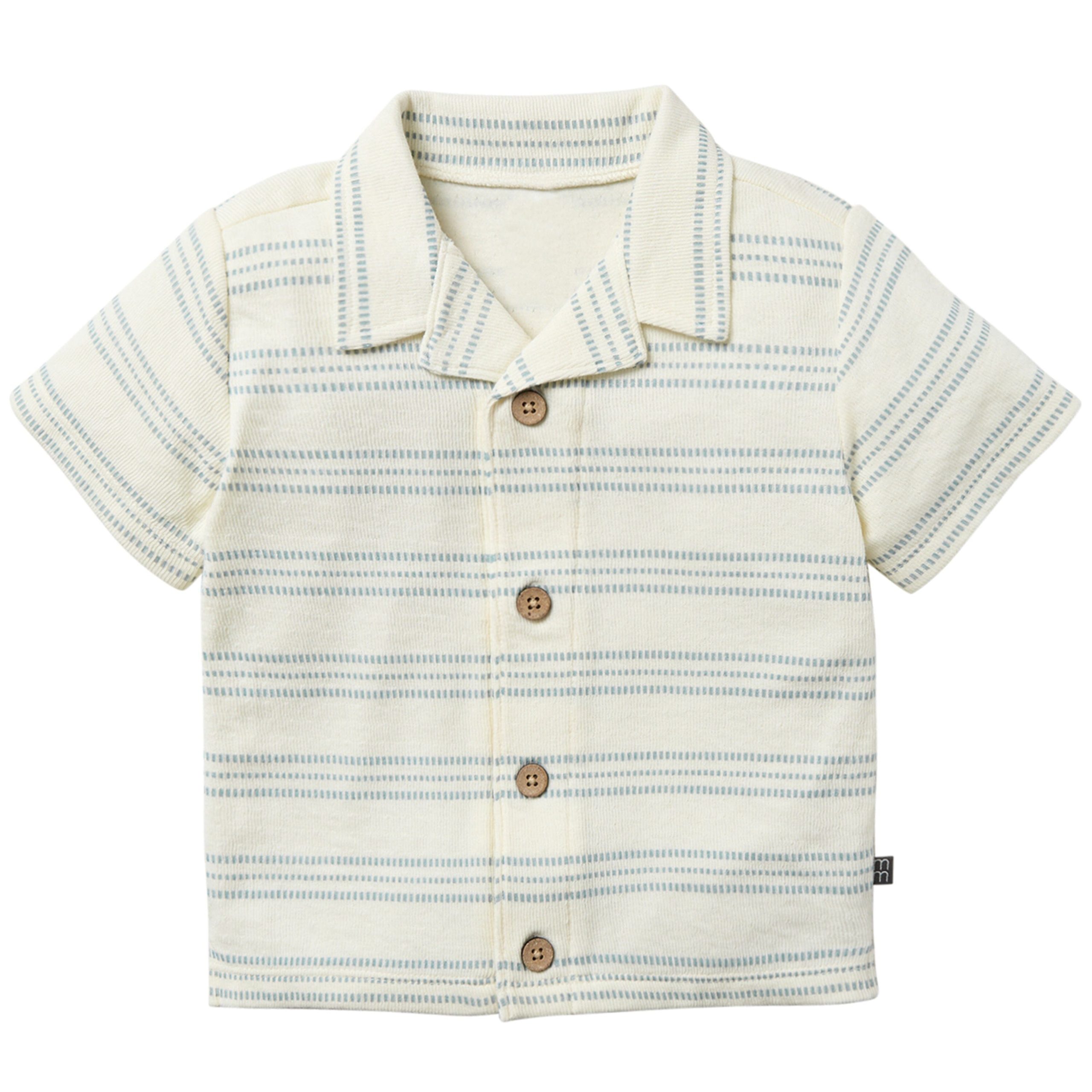2-Piece Infant & Toddler Boys Ivory Stripe Collar Top & Harem Shorts Set - Image 2