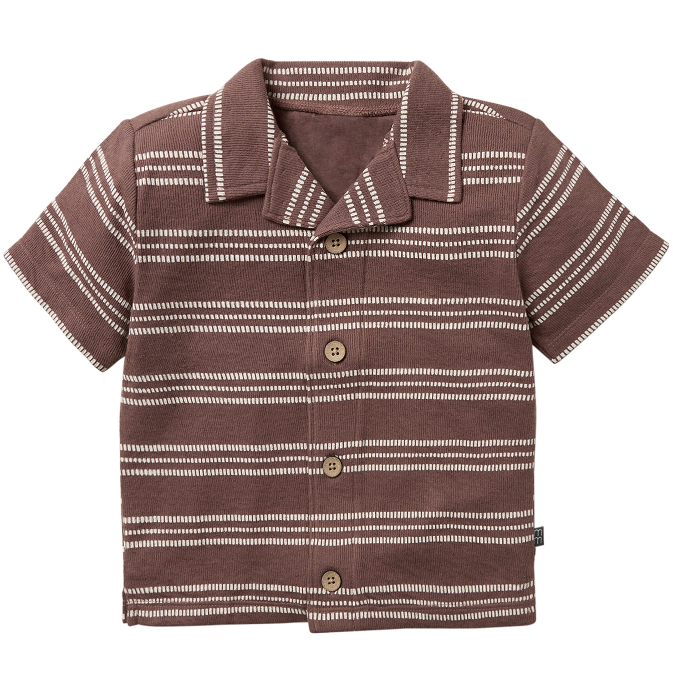 2-Piece Infant & Toddler Boys Brown Collar Top & Harem Shorts Set - Image 2