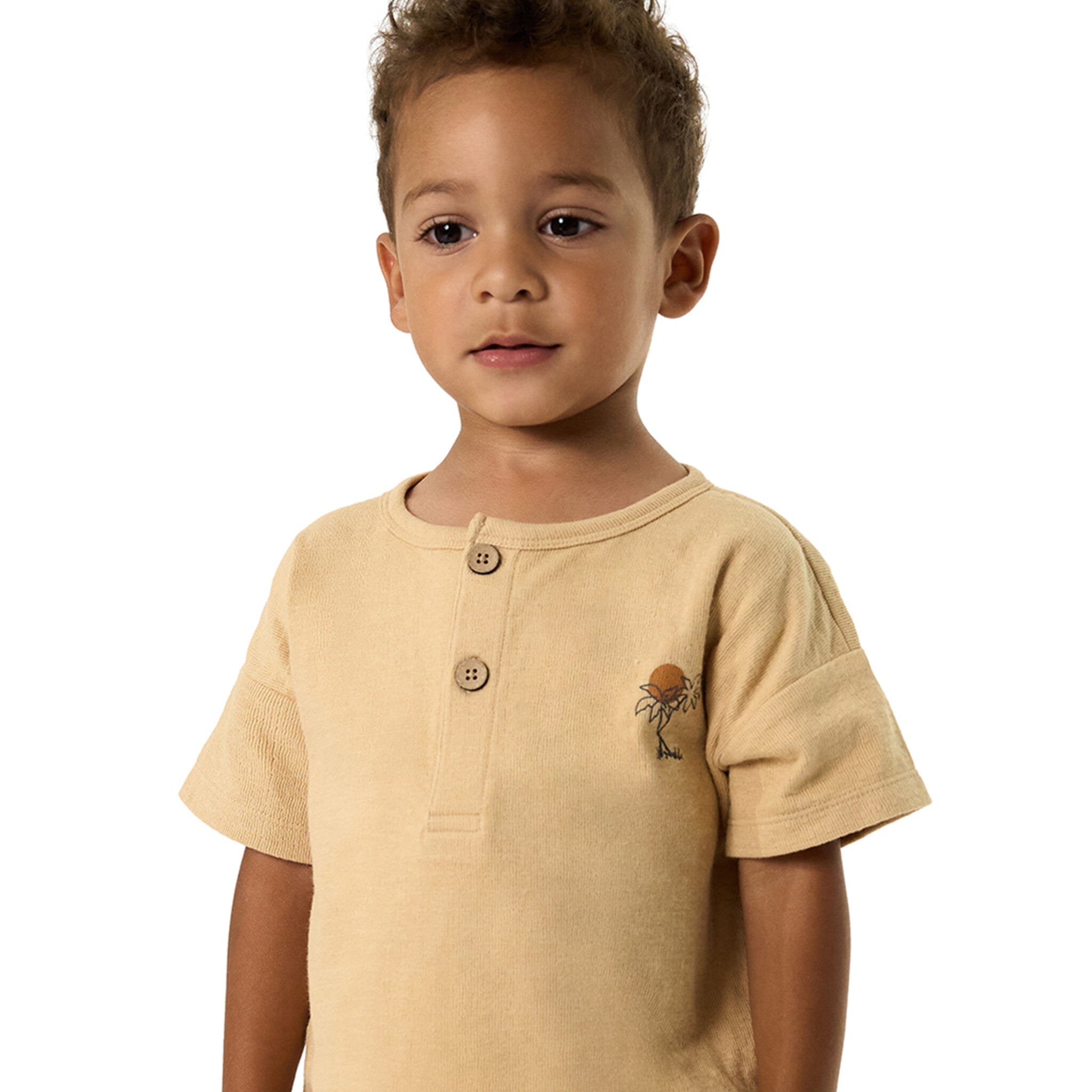 Infant & Toddler Boys Tan Henley Top - Image 2