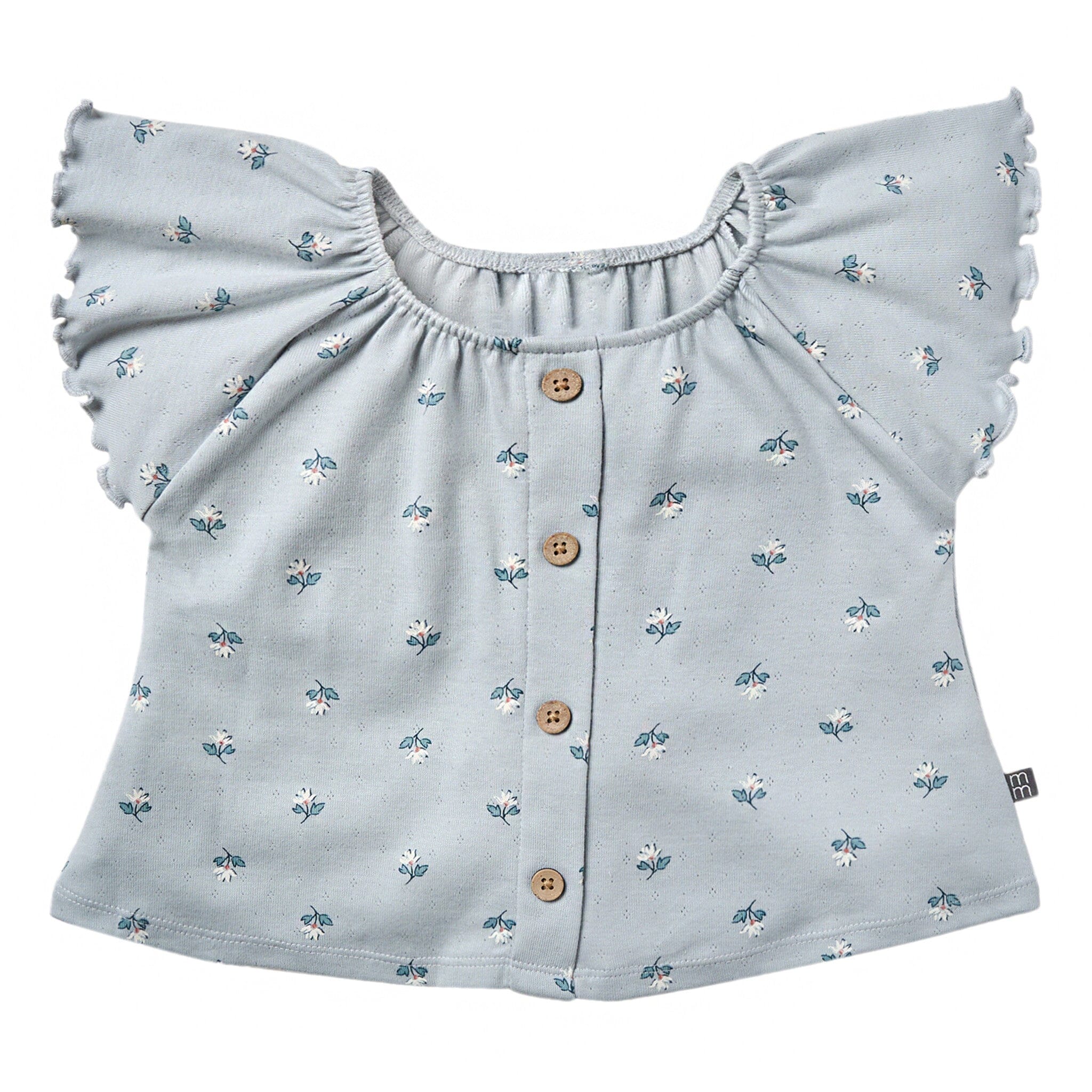 Infant & Toddler Girls Light Blue Daisy Ruffle Sleeve Top