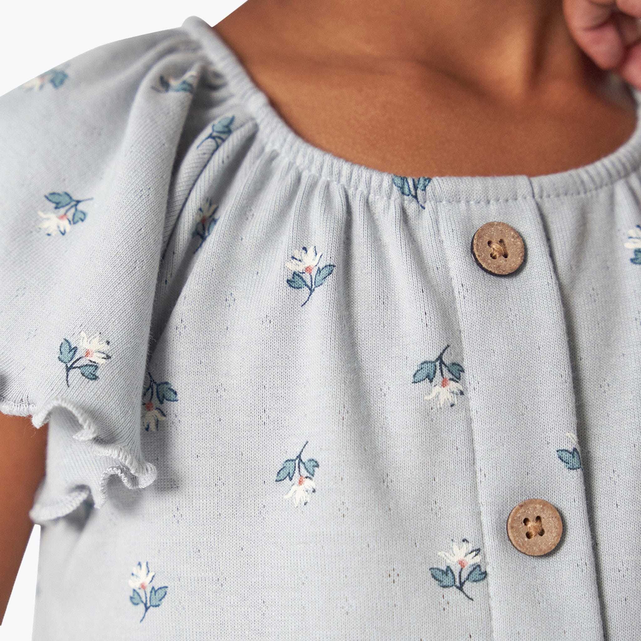 Infant & Toddler Girls Light Blue Daisy Ruffle Sleeve Top - Image 4