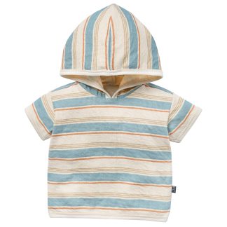 Baby Boys Beige Stripe Short Sleeve Hooded Top