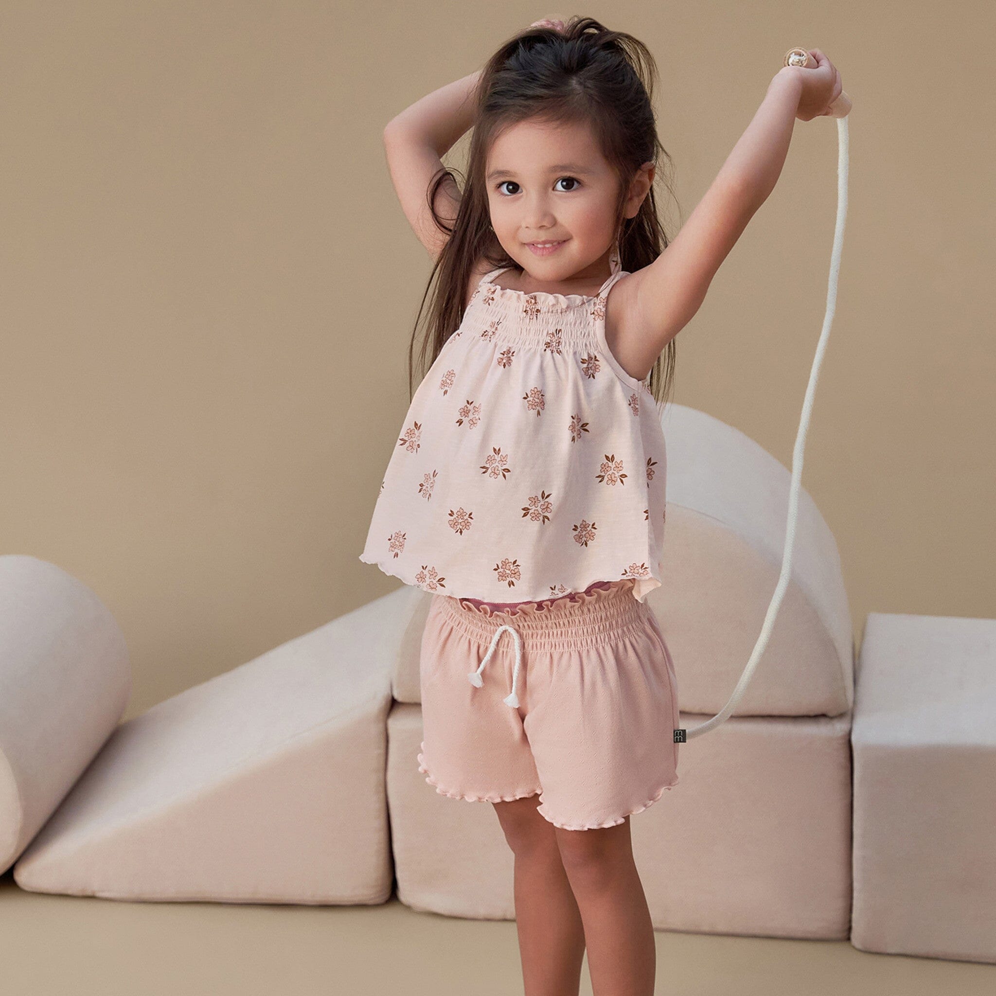Infant & Toddler Girls Light Rose Floral Smocked Sleeveless Top - Image 2