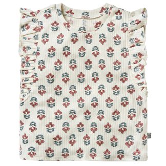 Infant & Toddler Girls Ivory Flower Ruffle Sleeveless Top