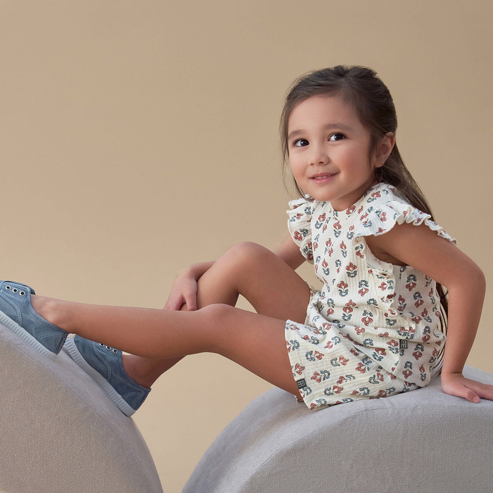 Infant & Toddler Girls Ivory Flower Ruffle Sleeveless Top - Image 5