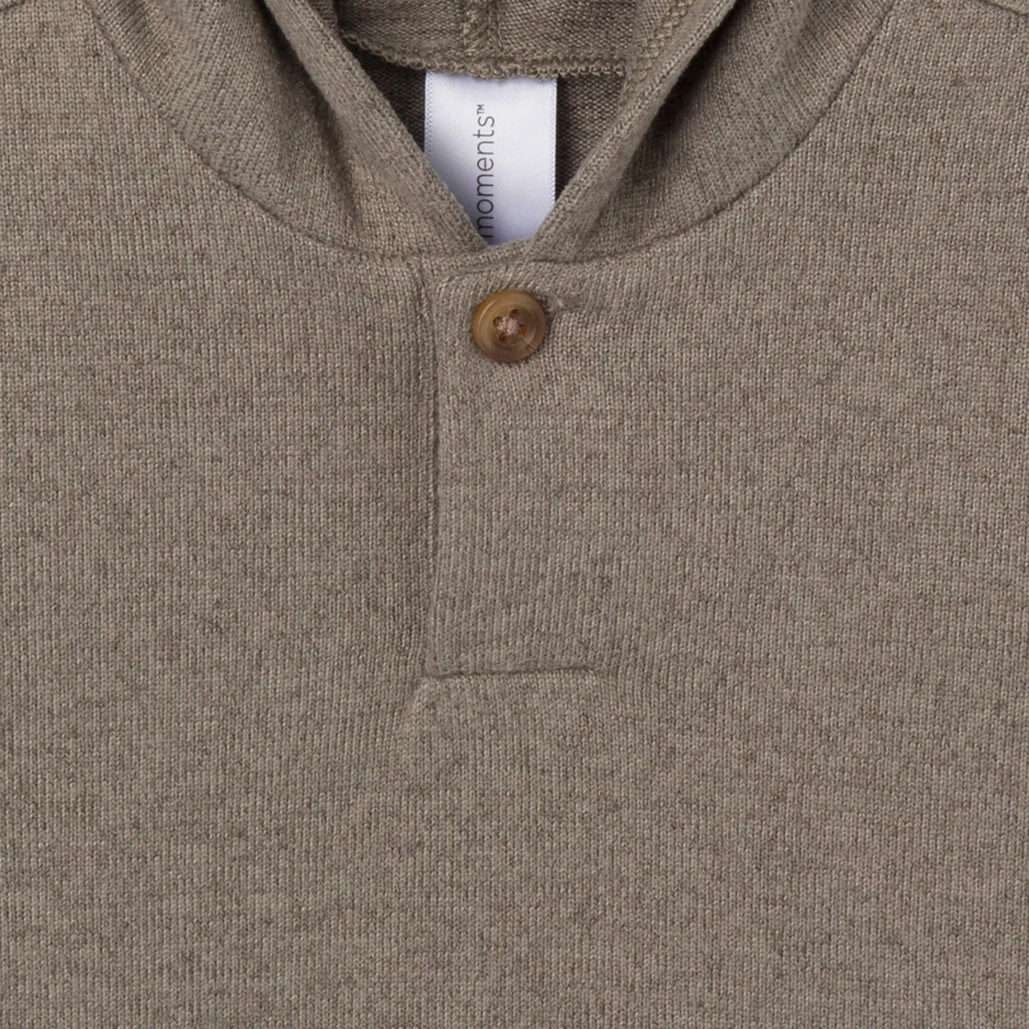 2-Piece Baby Boys Brown Heather Hooded Brushed Hacci Set - Image 3