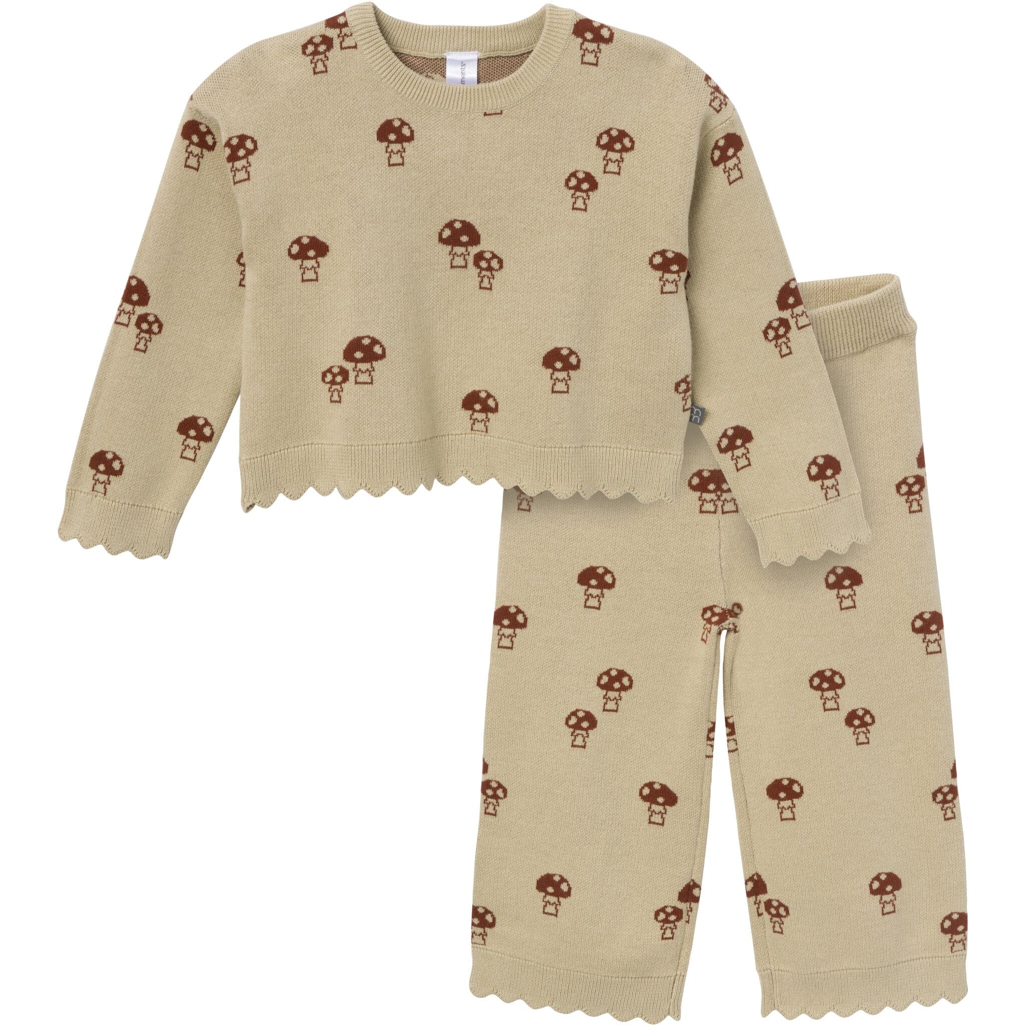 2-Pack Infant & Toddler Girls Lt Green Mushroom Field Sweater and Pant Set
