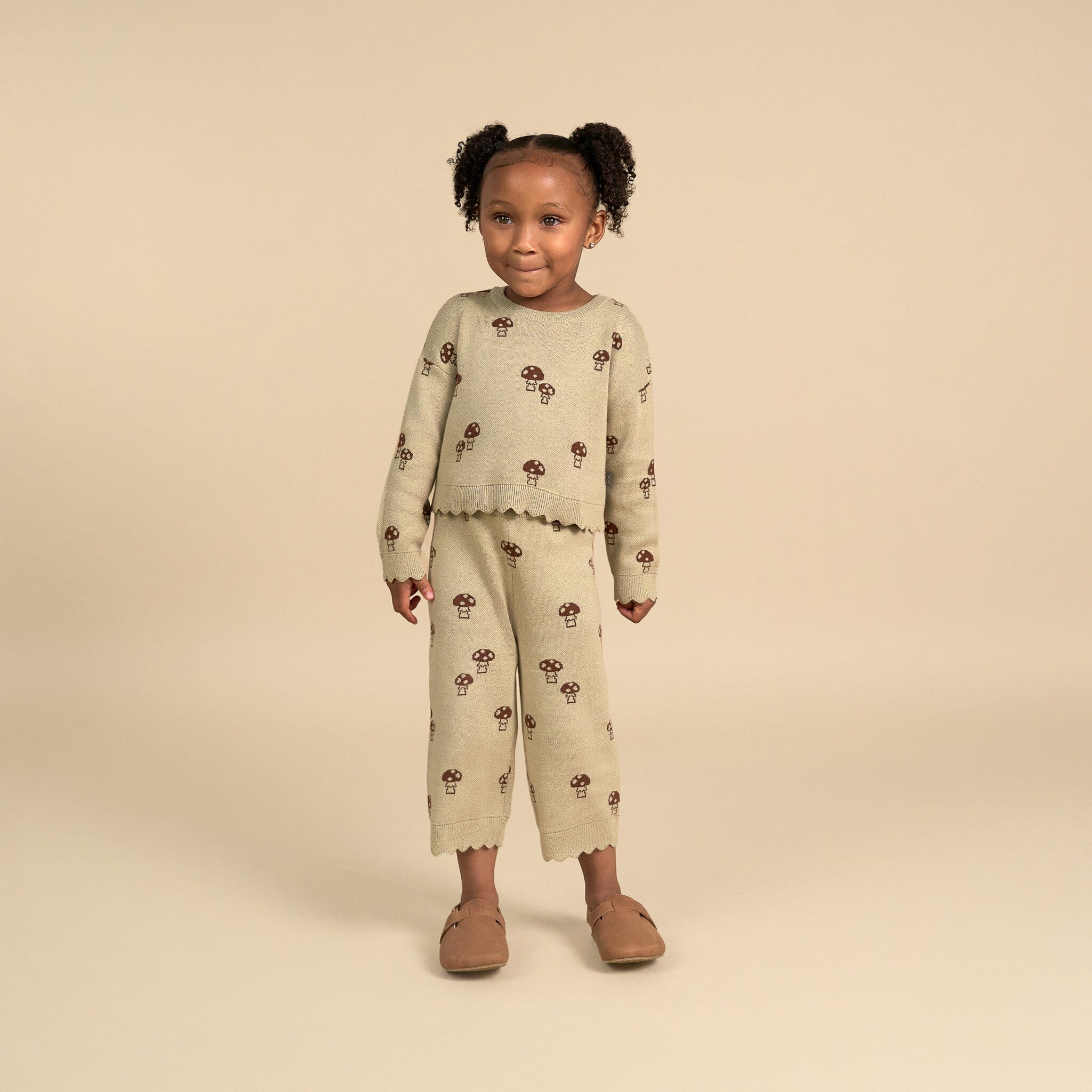 2-Pack Infant & Toddler Girls Lt Green Mushroom Field Sweater and Pant Set - Image 2