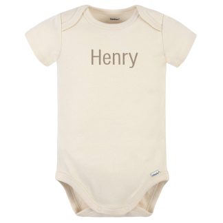 Embroidered Baby Neutral Natural Premium Short Sleeve Onesies® Bodysuit