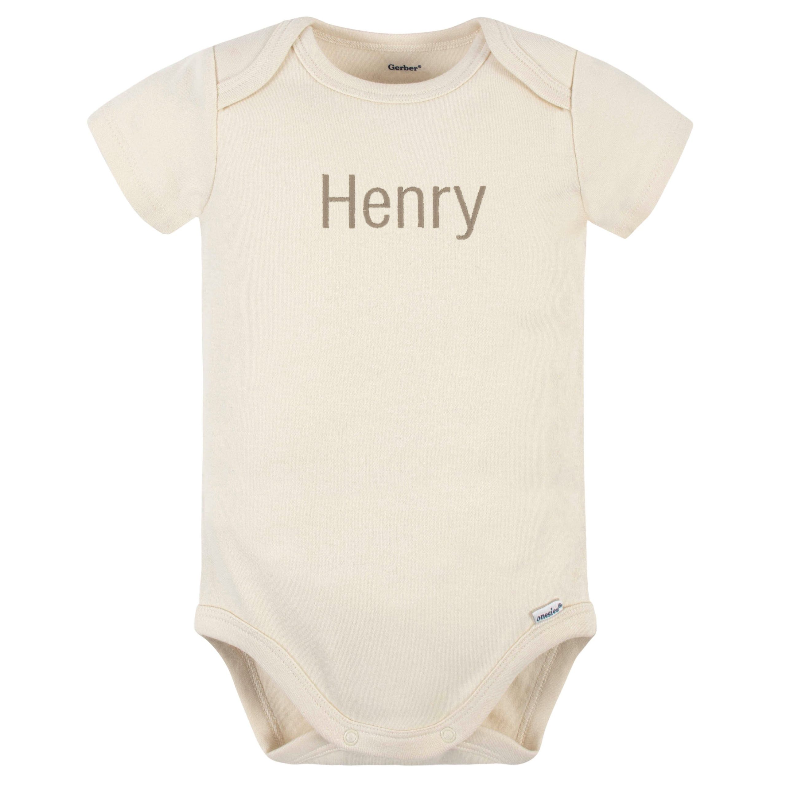 Embroidered Baby Neutral Natural Premium Short Sleeve Onesies® Bodysuit