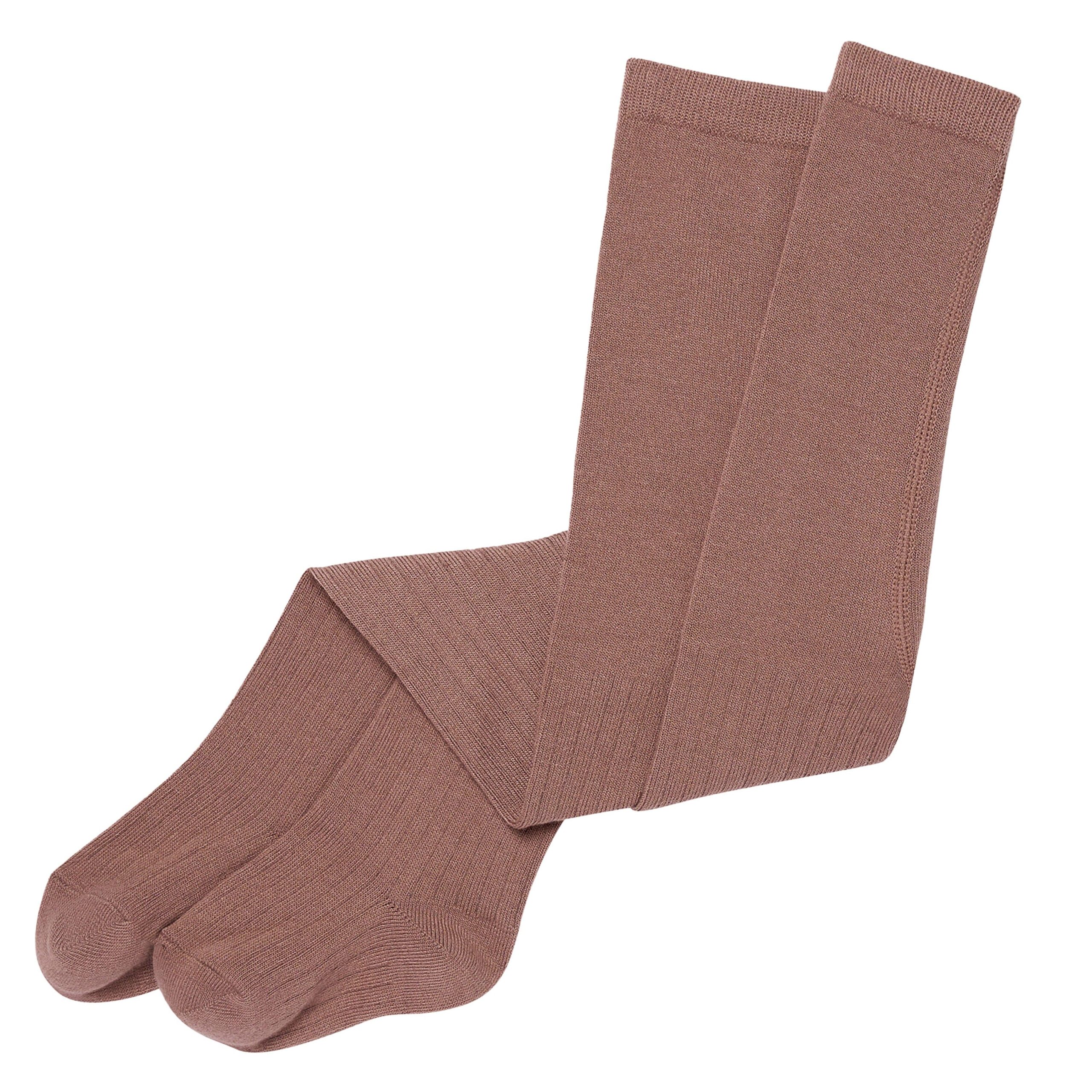 2-Pack Toddler Girls Brown & Ivory Pointelle Ribbed Tights - Image 2