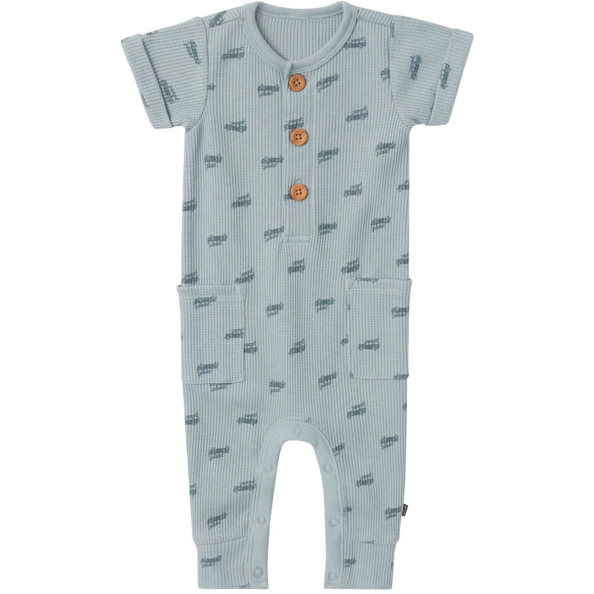 Baby Boys Teal Buggy Short Sleeve Long Leg Romper
