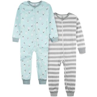 2-Pack Infant & Toddler Snowman Stripe Snug Fit Footless Pajamas