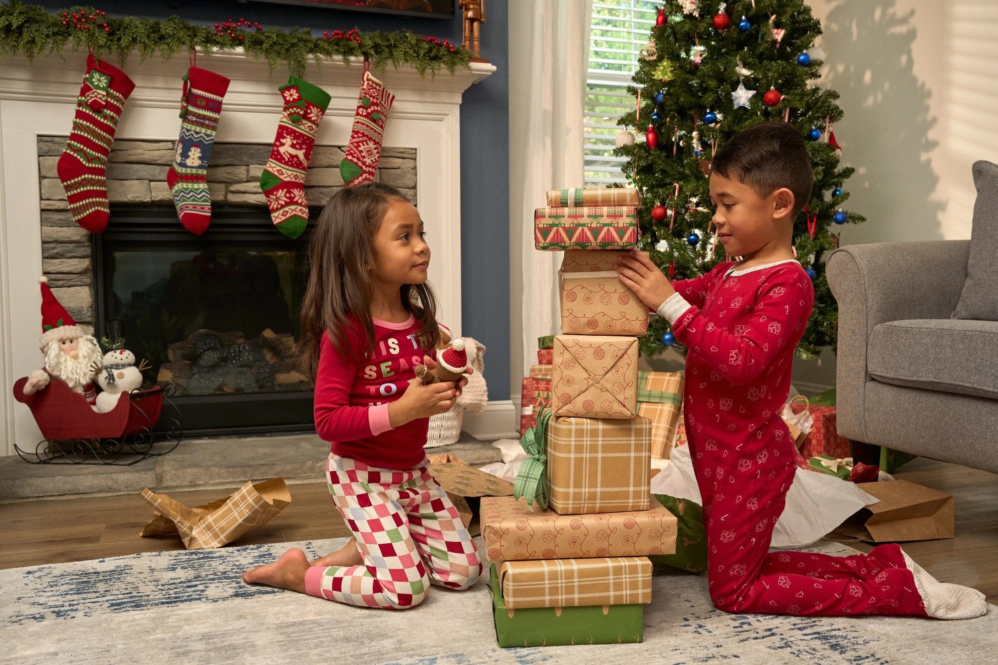 2-Piece Infant & Toddler Girls Holiday Check Snug Fit Pajama Set - Image 3