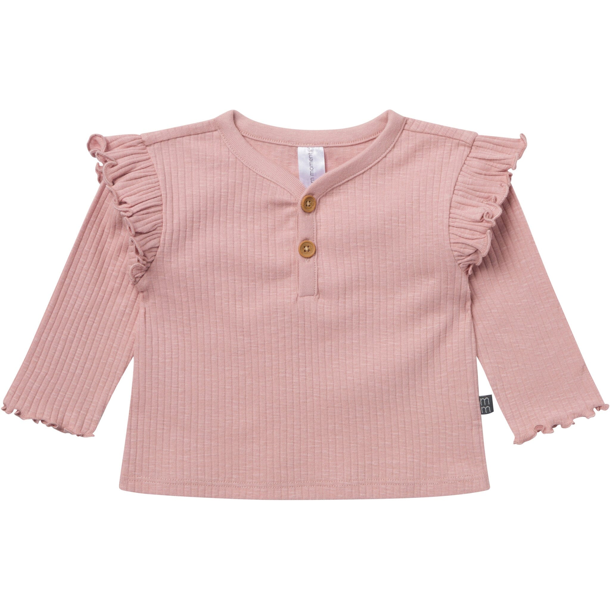 4-Piece Baby Girls Pink Petite Ditsy Henley Ruffle Tops and Pants Set - Image 3