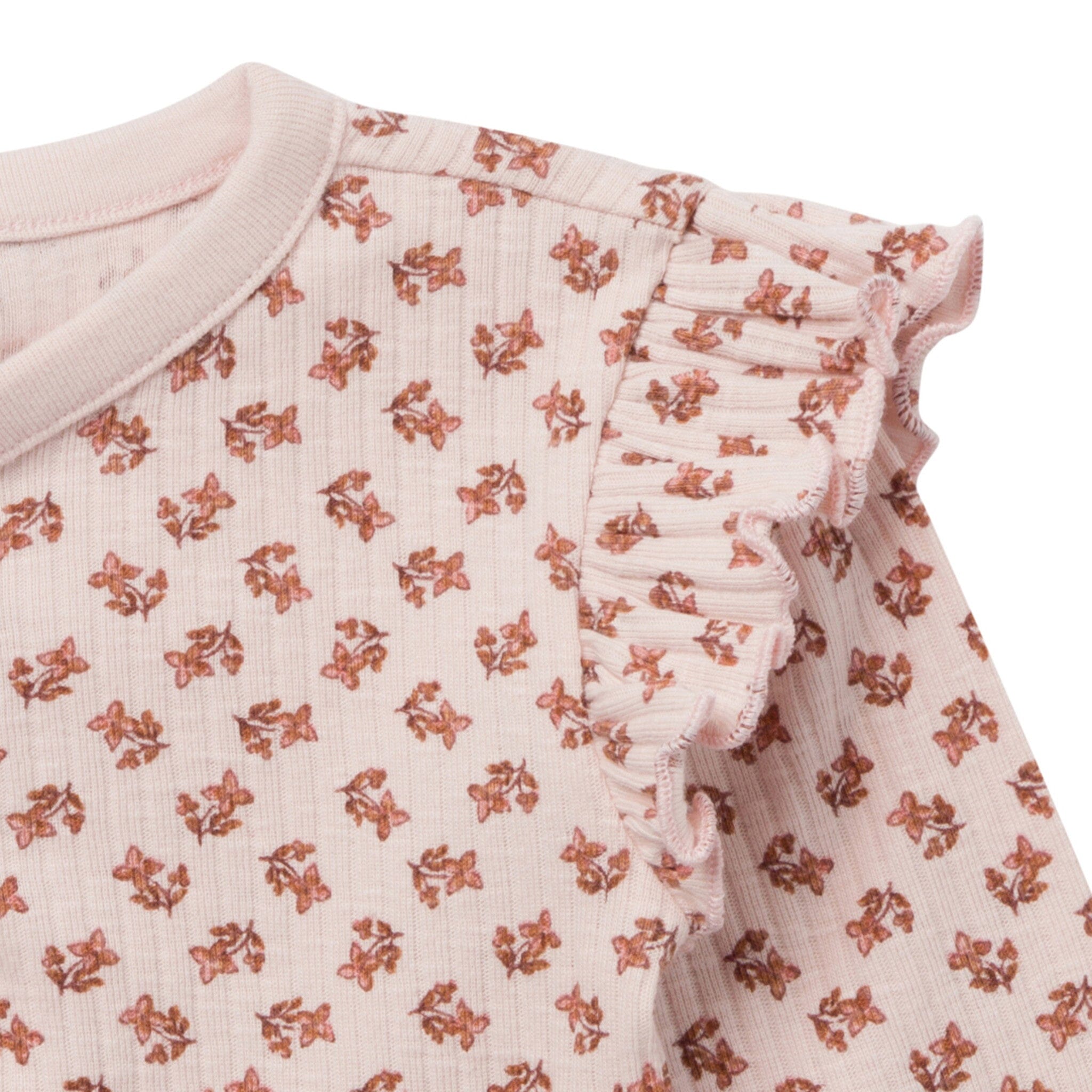 4-Piece Baby Girls Pink Petite Ditsy Henley Ruffle Tops and Pants Set - Image 7