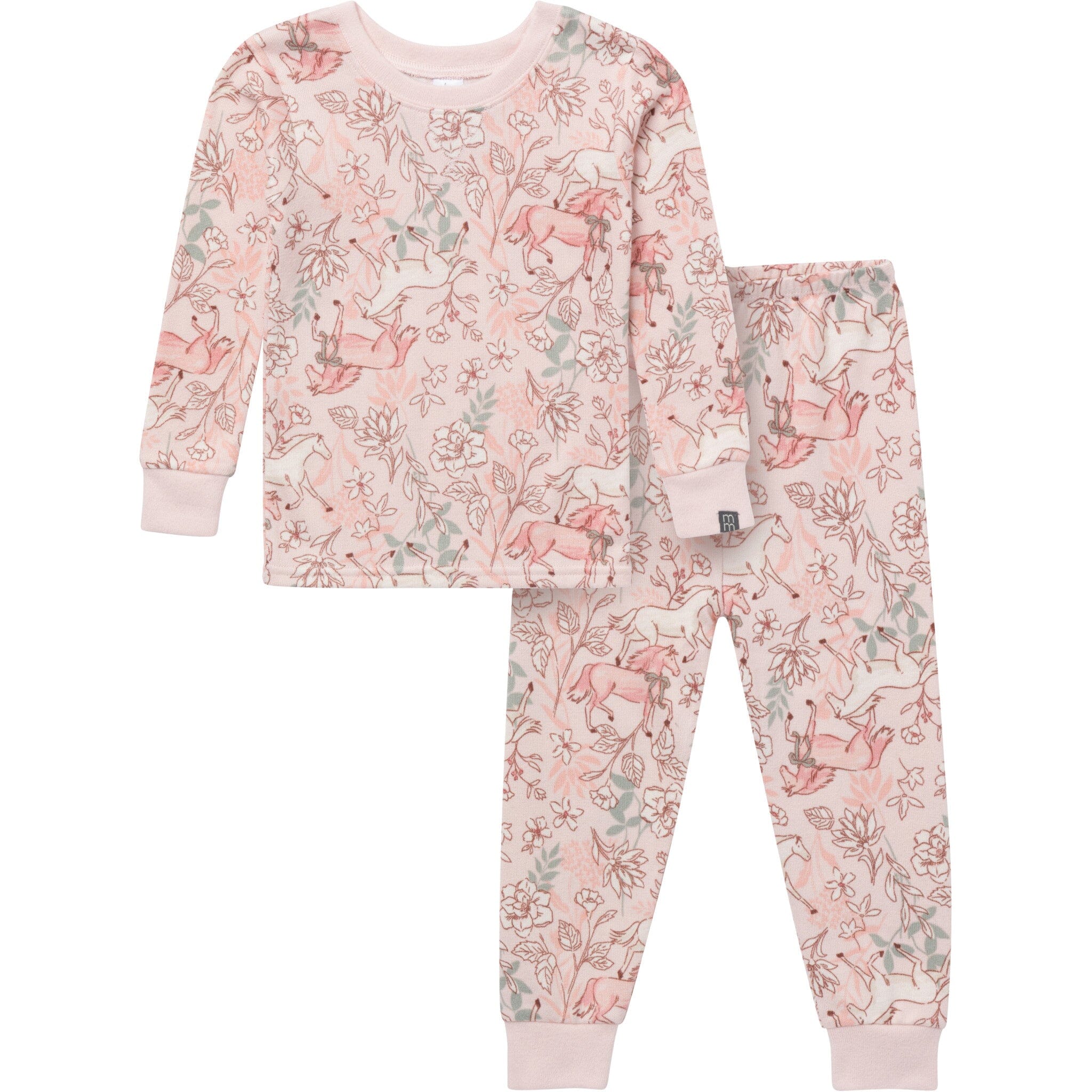 2-Piece Girls Horses Snug Fit Pajama Set
