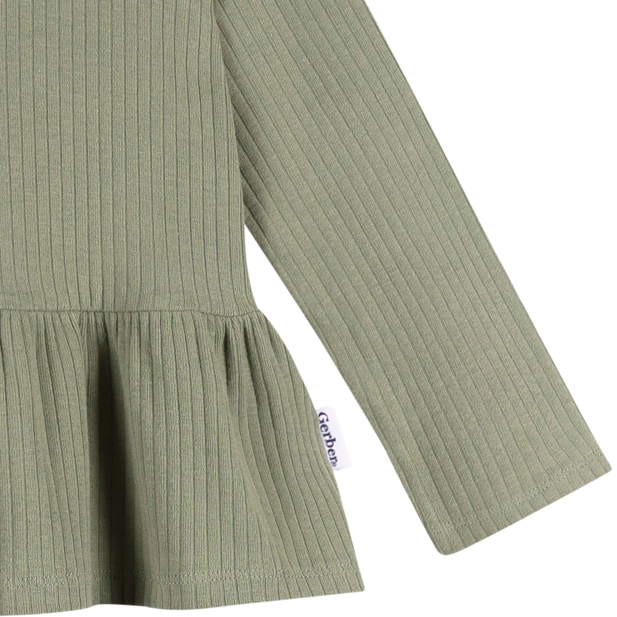 3-Pack Infant & Toddler Girls Green, Pink, & Coral Long Sleeve Shirts - Image 6