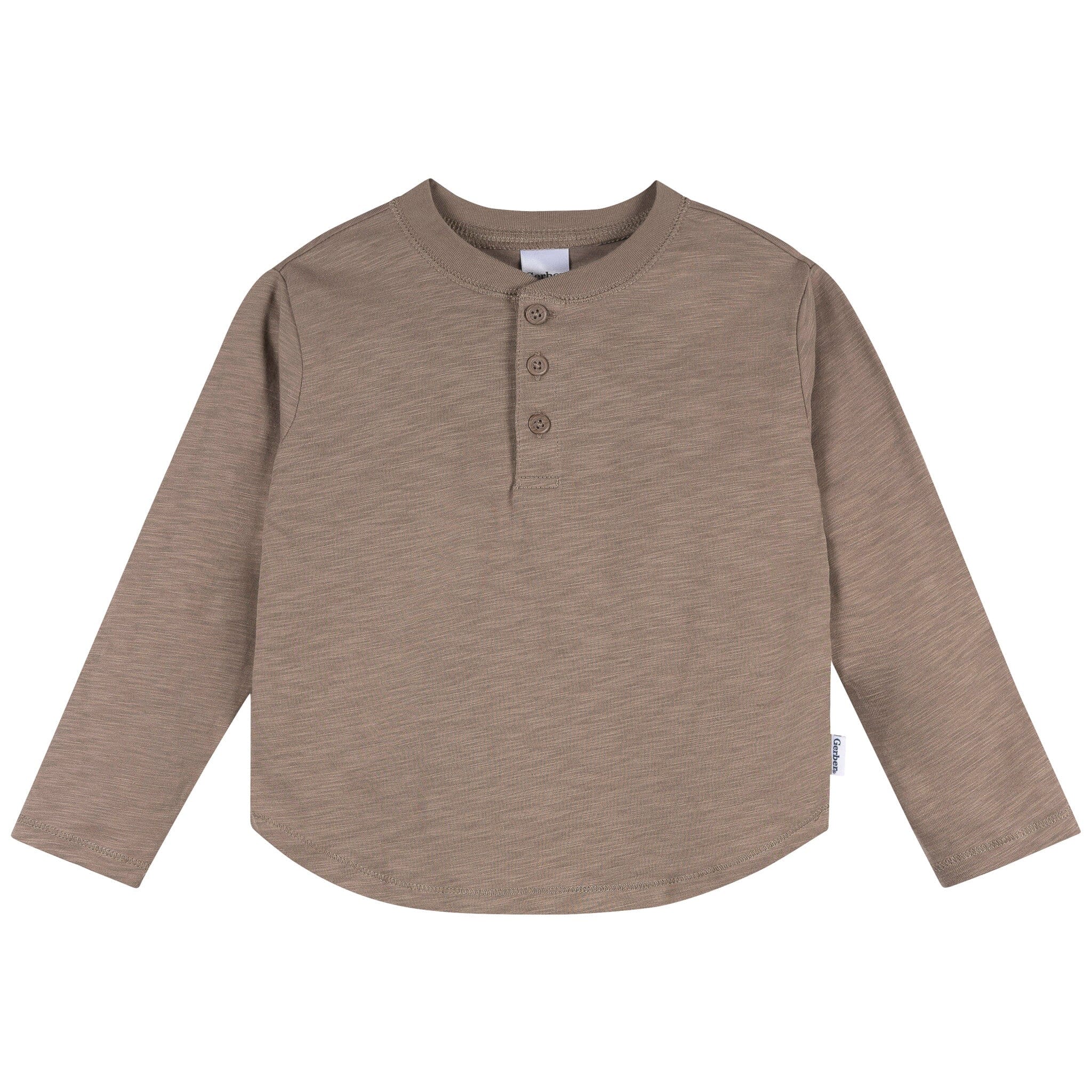 3-Pack Infant & Toddler Boys Green, Brown, & Oatmeal Long Sleeve Shirts - Image 4