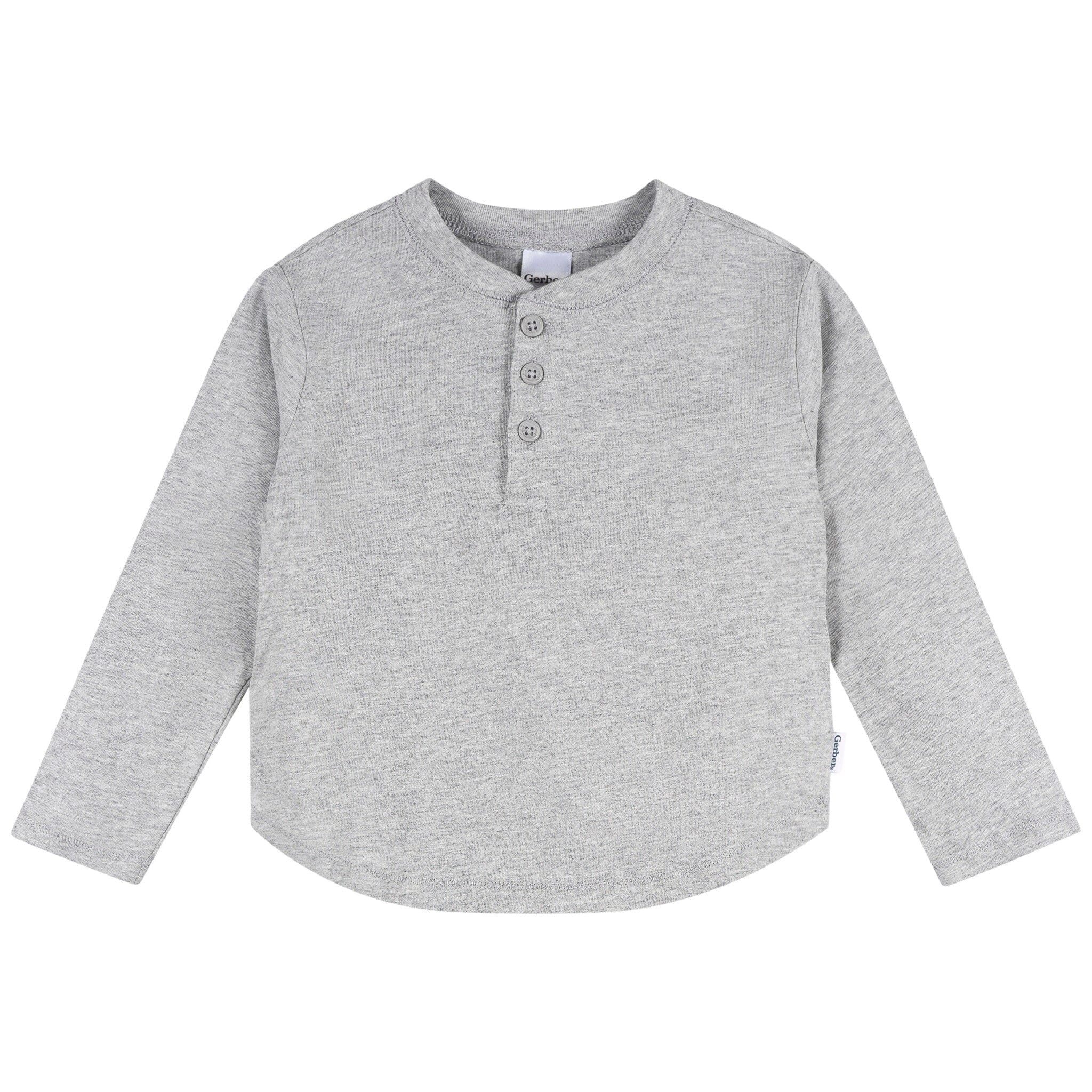 3-Pack Infant & Toddler Boys Black/White/Grey Long Sleeve Shirts - Image 4