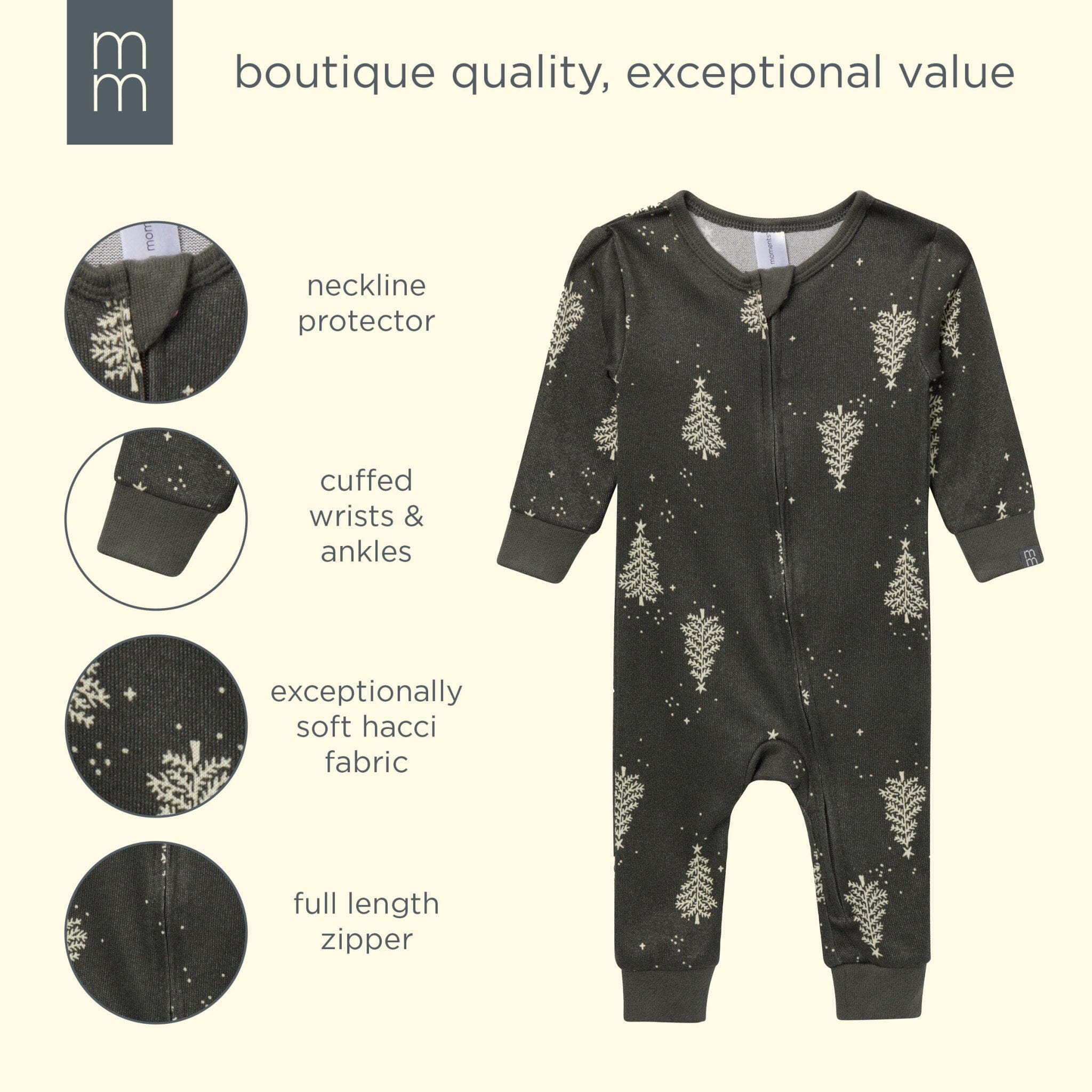 Neutral Green Christmas Tree Snug Fit Footless Pajamas - Image 4