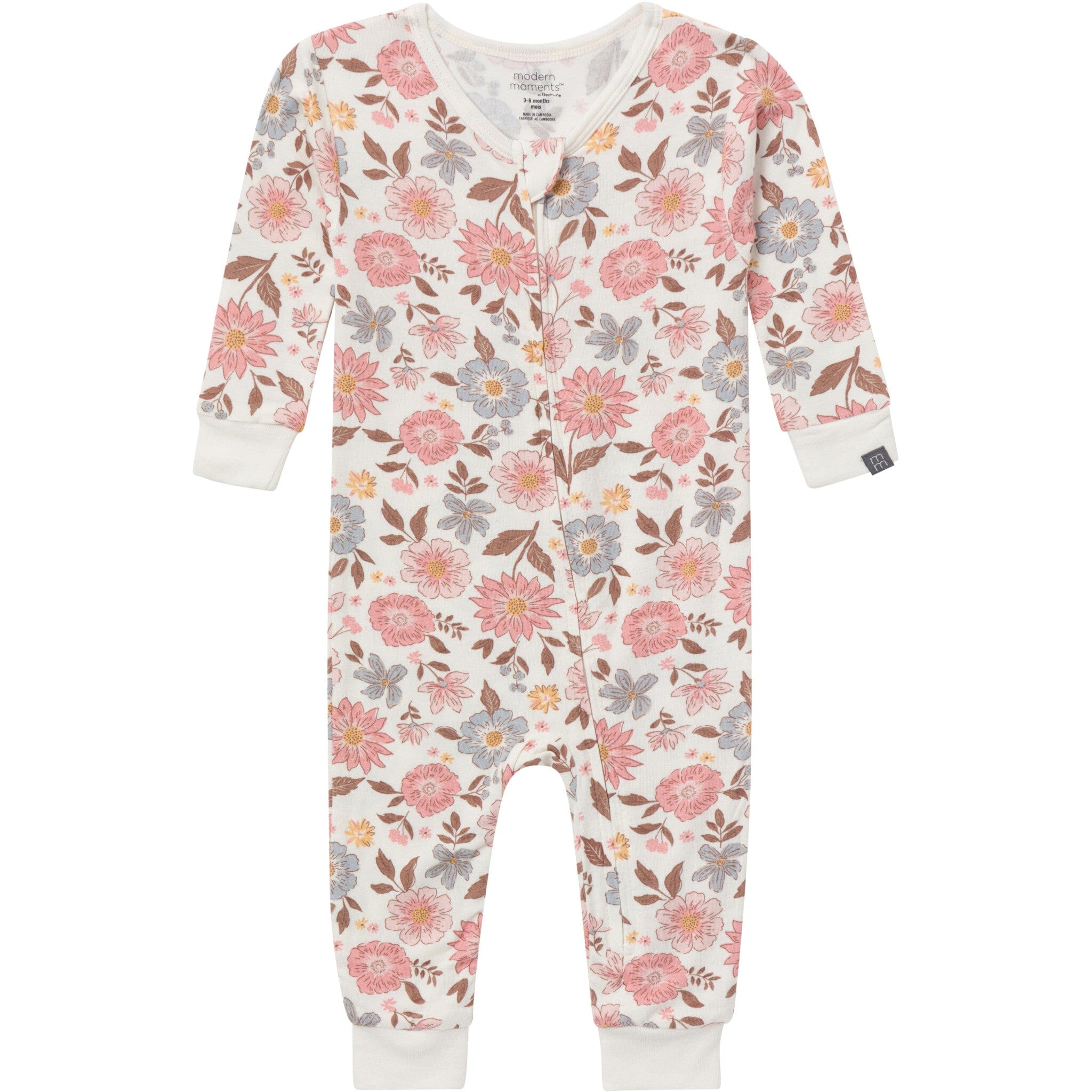 2-Pack Girls Peach Floral Viscose Snug Fit Footless Pajamas - Image 6