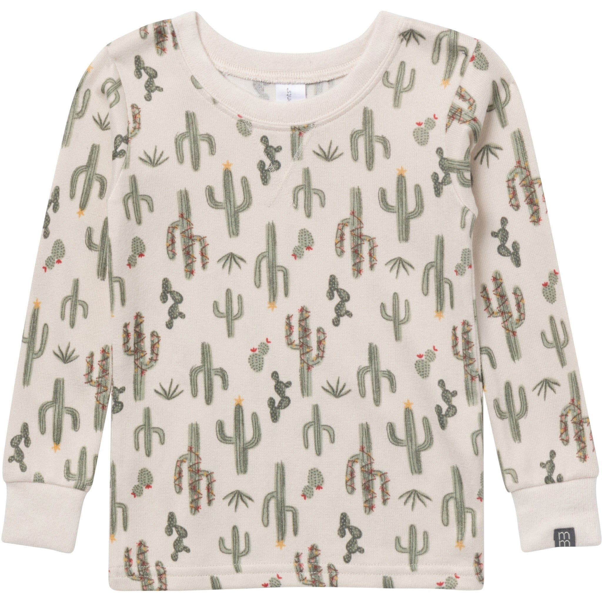 2-Piece Neutral Christmas Cactus Snug Fit Pajama Set - Image 2