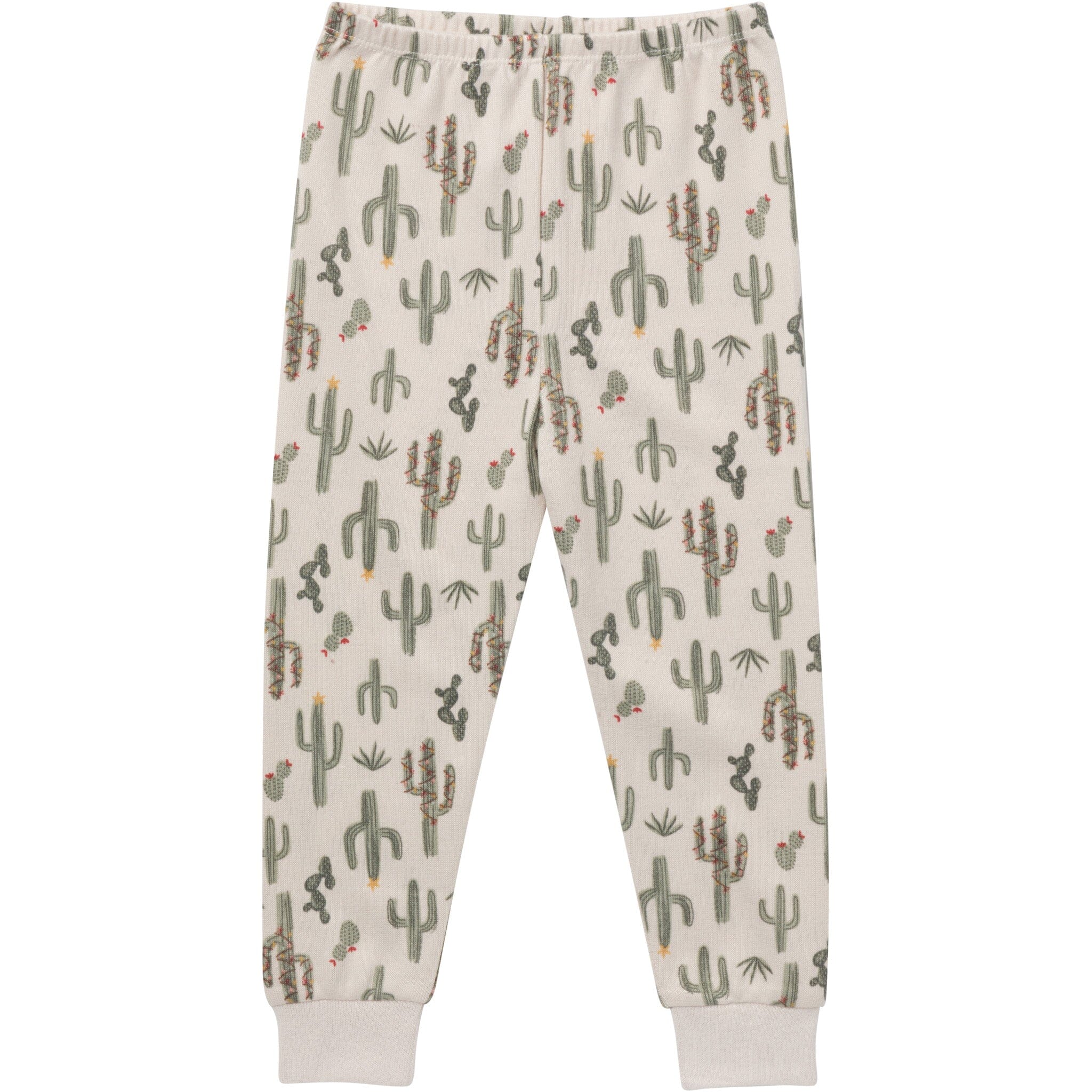 2-Piece Neutral Christmas Cactus Snug Fit Pajama Set - Image 5