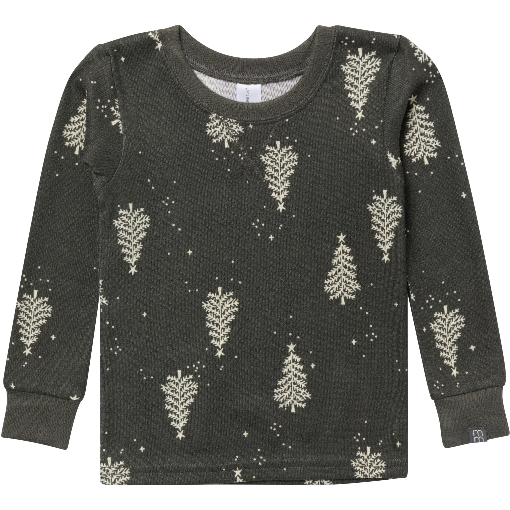 2-Piece Neutral Green Christmas Tree Snug Fit Pajama Set - Image 2