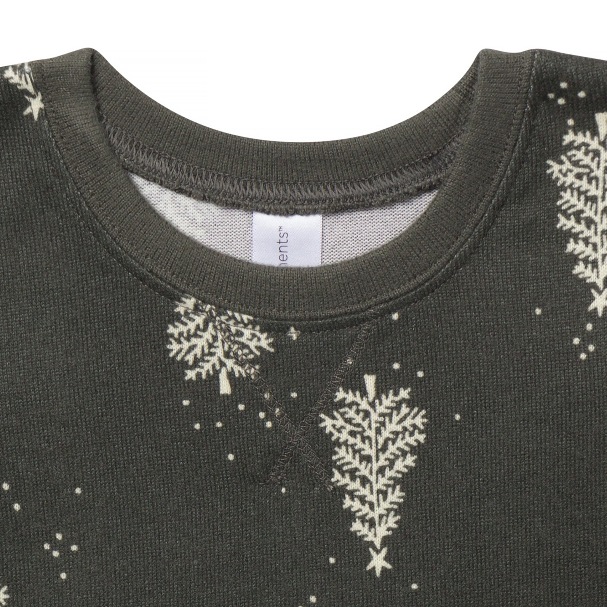 2-Piece Neutral Green Christmas Tree Snug Fit Pajama Set - Image 3