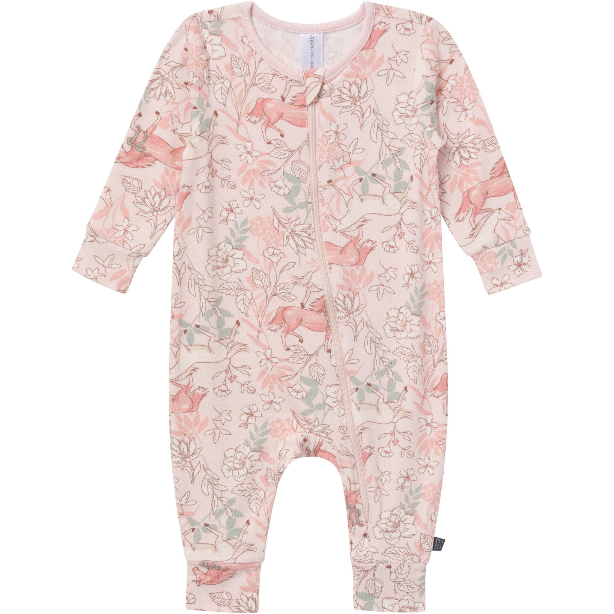 2-Pack Baby Girls Horses Zip Front Viscose Rompers - Image 4