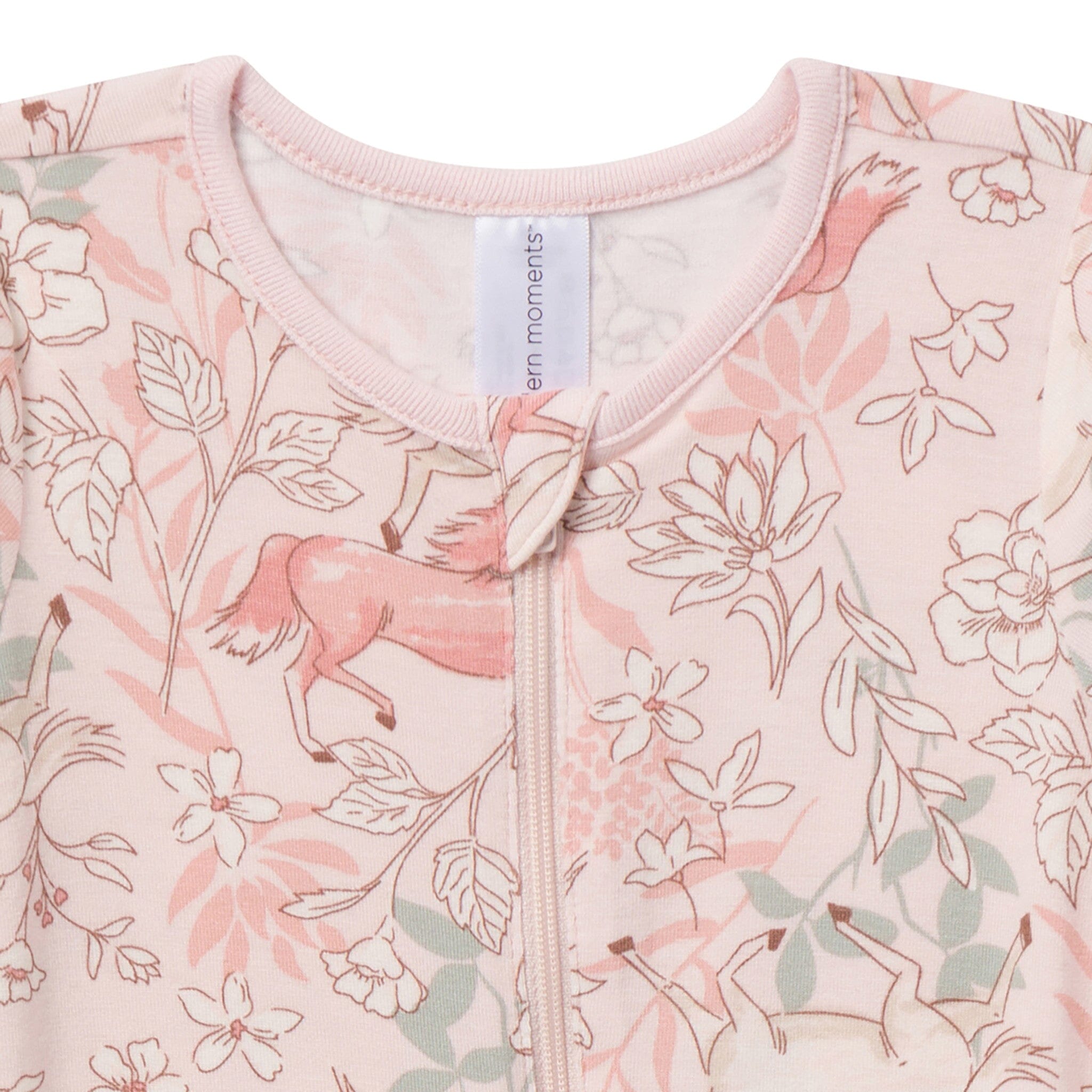 2-Pack Baby Girls Horses Zip Front Viscose Rompers - Image 5