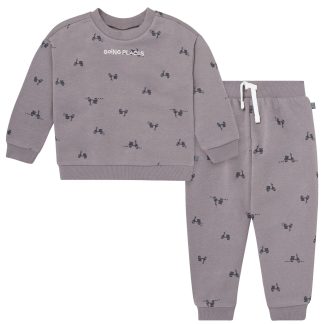 2-Piece Boys Grey Scooter Sweatshirt and Jogger Set