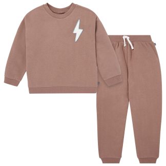 2-Piece Boys Lightning Brown Sweatshirt and Jogger Set