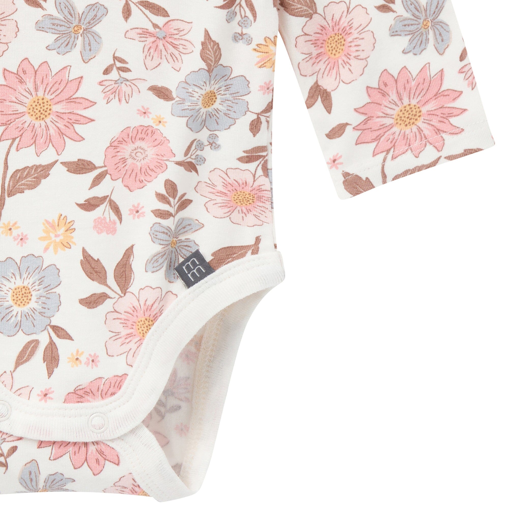 4-Piece Baby Girls Peach Floral Viscose Bodysuits and Pants Set - Image 6