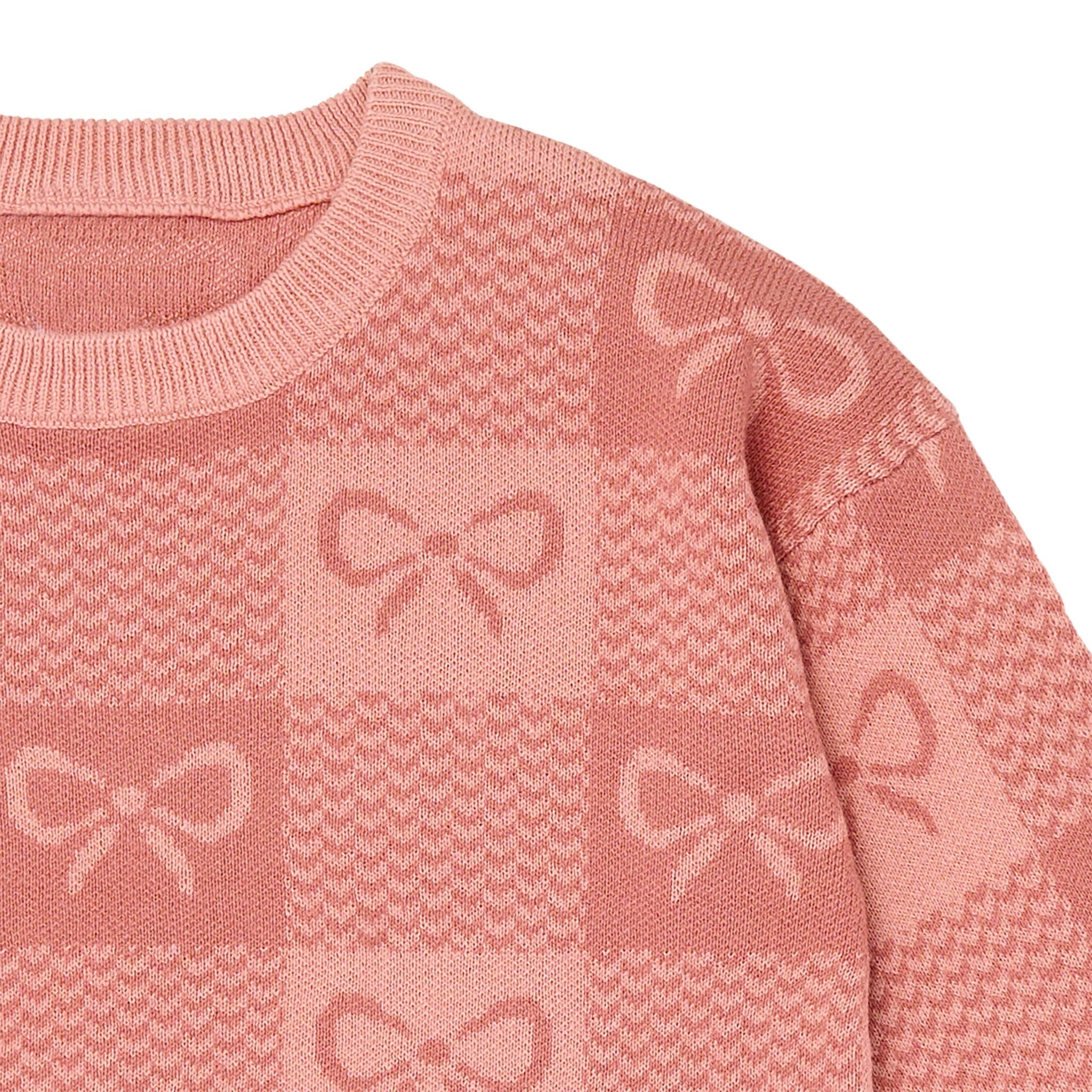 2-Piece Girls Pink Bows Check Sweater Top and Pant Set - Image 5