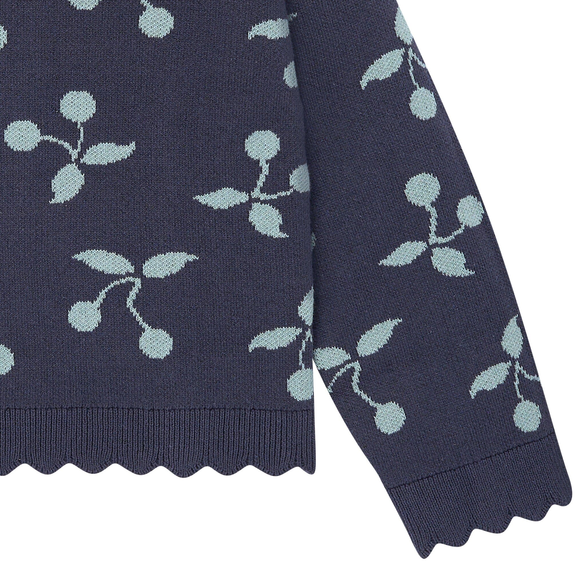 2-Piece Infant & Toddler Girls Blue Cherry Sweater and Pant Set - Image 4