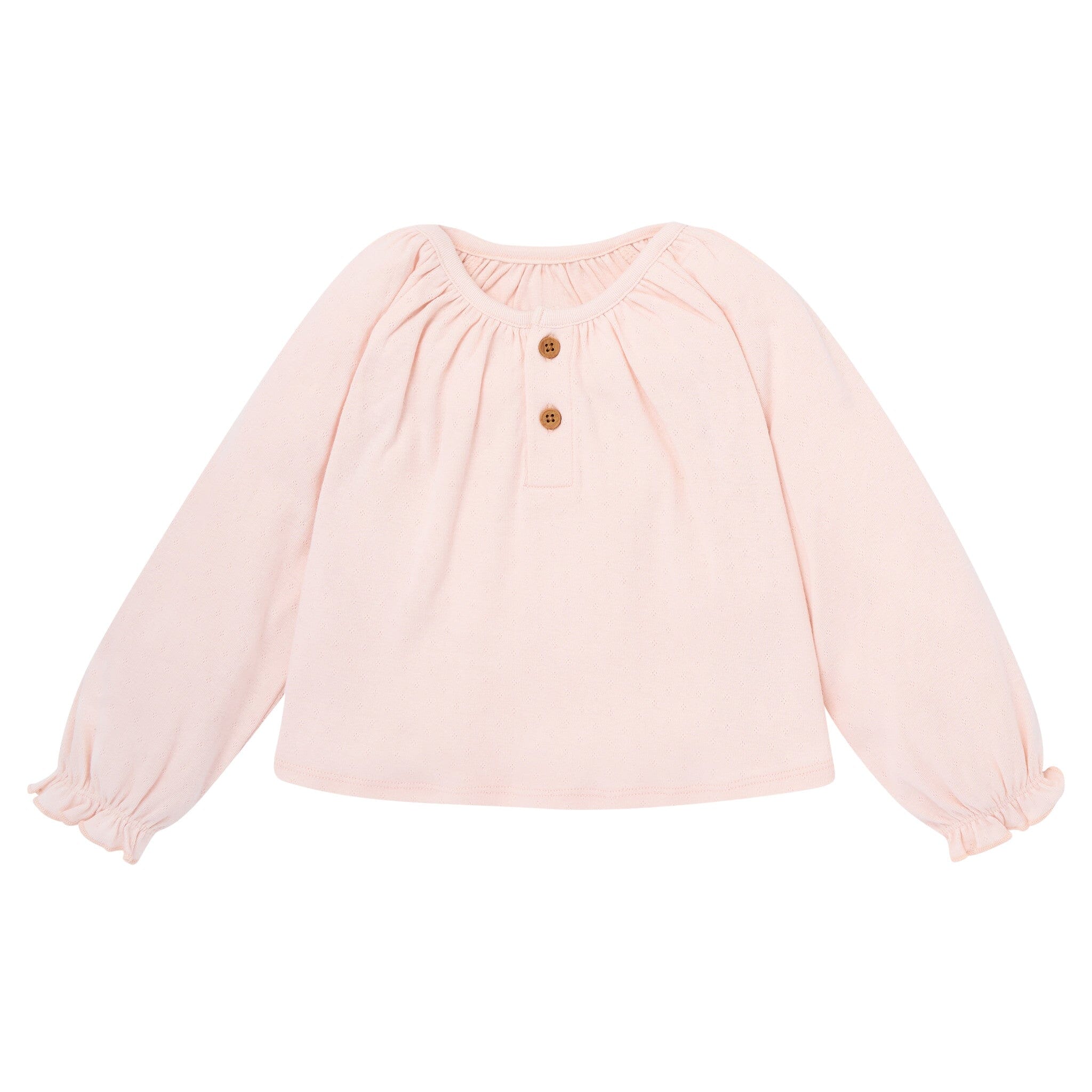 4-Piece Girls Rose Henley Tops and Paperbag Pants Set - Image 2