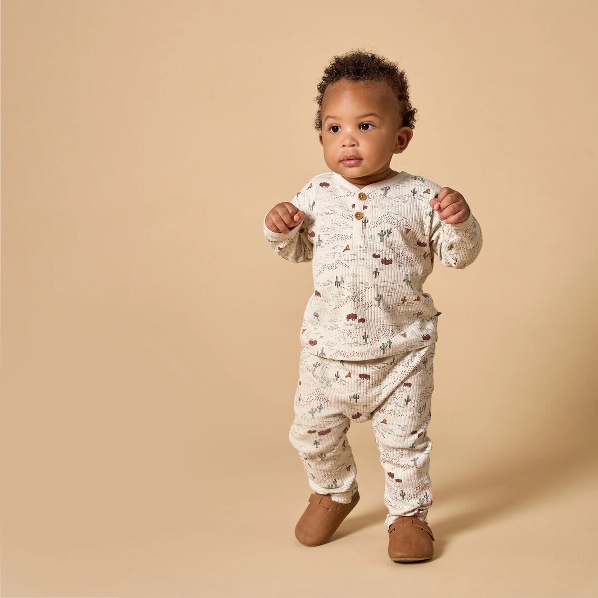 4-Piece Baby Boys Buffalo Desert Henley Tops and Pants Set - Image 2