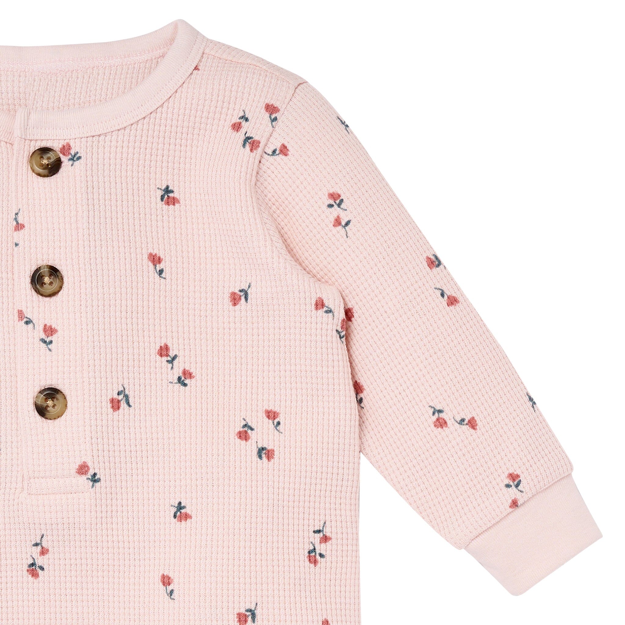 Baby Girls Pink Tulip Waffle Slouch Romper - Image 3