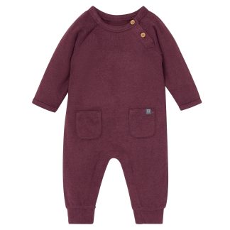 Baby Neutral Burgundy Heather Hacci Long Sleeve Romper