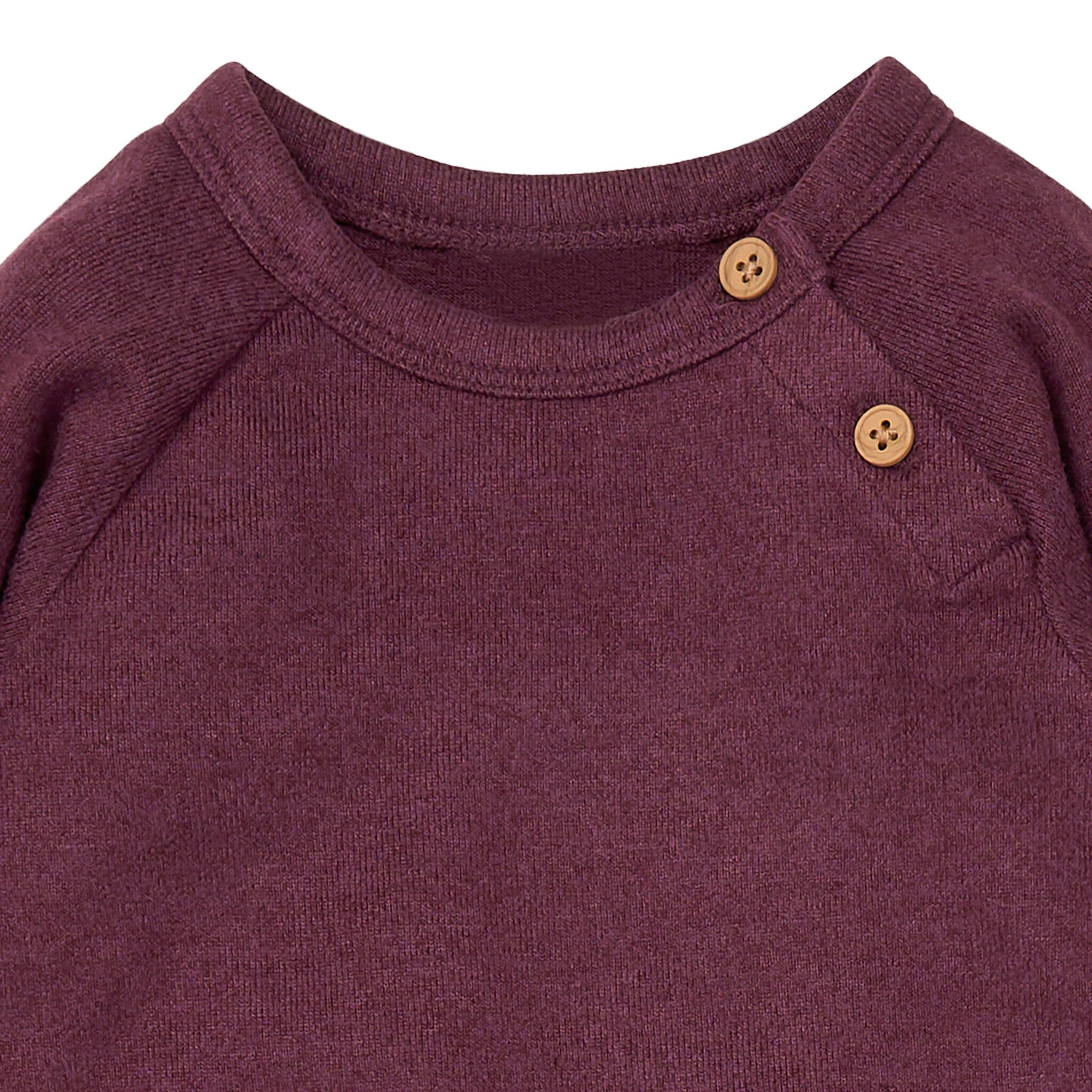 Baby Neutral Burgundy Heather Hacci Long Sleeve Romper - Image 5