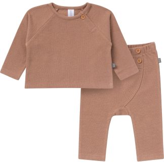 2-Piece Baby Boys Brown Raglan Top and Pant Set